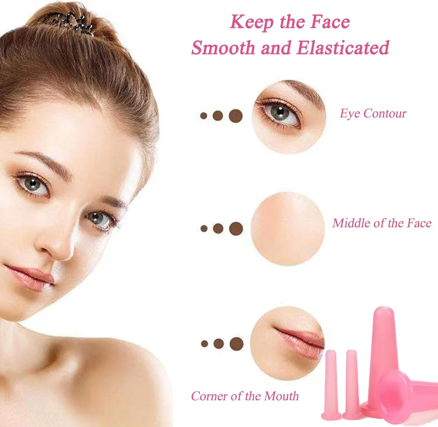 مجموعه کاپینگ صورت - مجموعه ماساژ خلاء سیلیکونی صورت 4 عددی، ماساژور صورت با کیف نگهداری، ابزار ماساژ کاپینگ، کاپینگ تراپی (آبی)