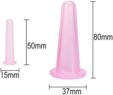 مجموعه لیوان ماساژ صورت - 4 عدد لیوان وکیوم سیلیکونی ضد سلولیت برای ماساژ صورت و چشم (2 کوچک + 2 بزرگ)