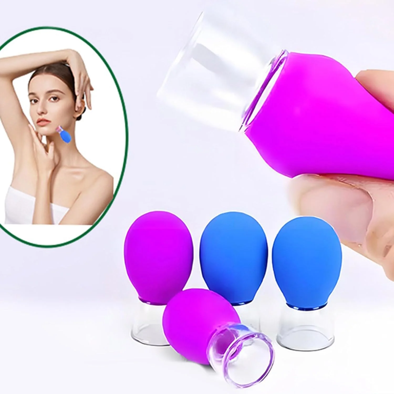 مجموعه ۱۰ عددی لیوان حجامت صورت، لیوان ماساژ خلاء صورت و چشم، ماساژ حجامت سیلیکونی برای ماساژور فاسیا بدن