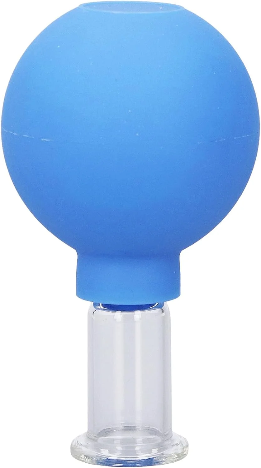 لیوان حجامت صورت، لیوان های ماساژ مکش خلاء سیلیکونی برای مراقبت از لطافت پوست، مناسب استفاده خانگی بزرگسالان (آبی شماره 2 تکی)