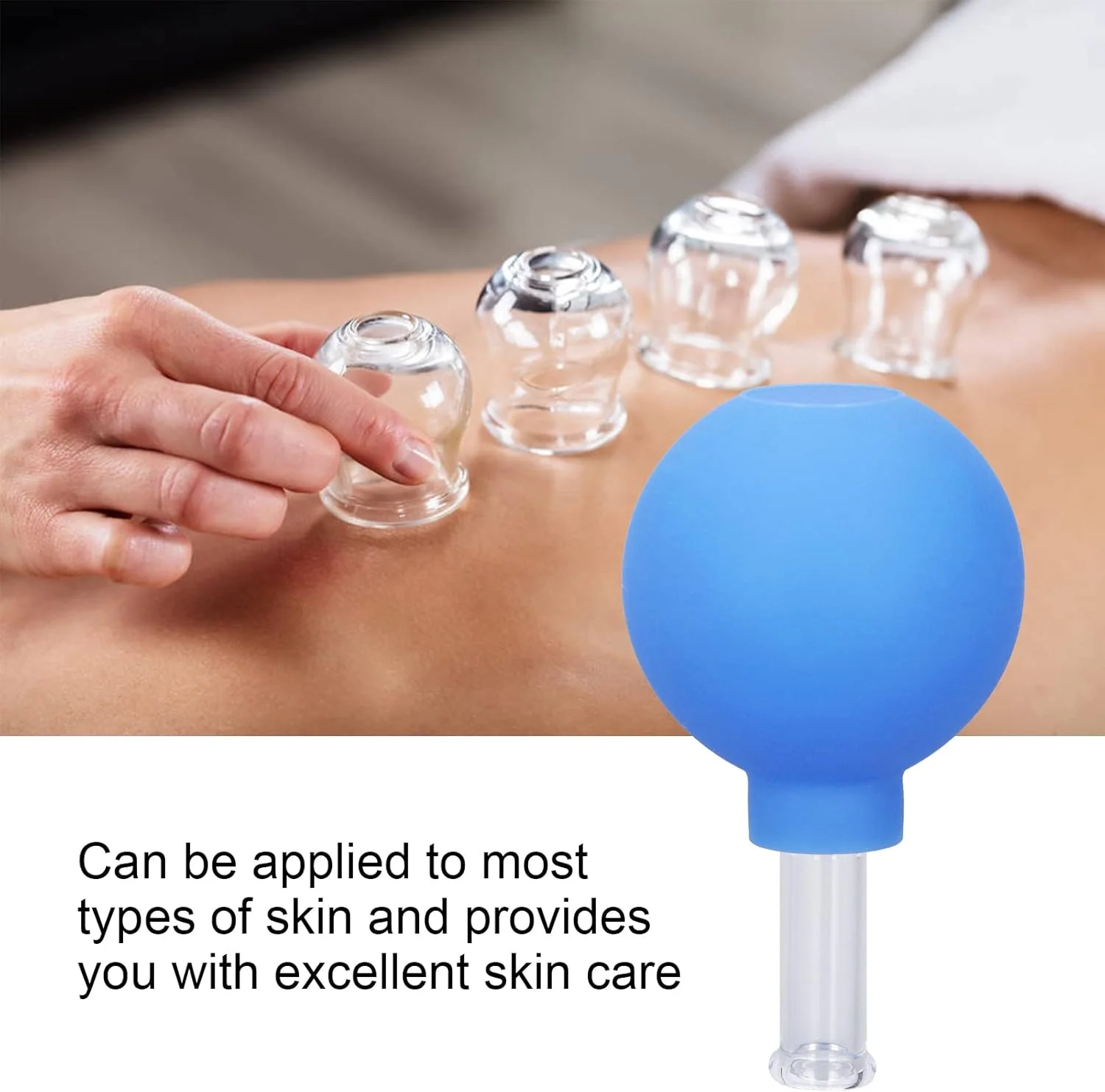 لیوان حجامت صورت، لیوان سیلیکونی وکیوم برای مراقبت از لطافت پوست، لیوان های ماساژ مکش وکیوم برای استفاده خانگی (آبی شماره 1 تکی)
