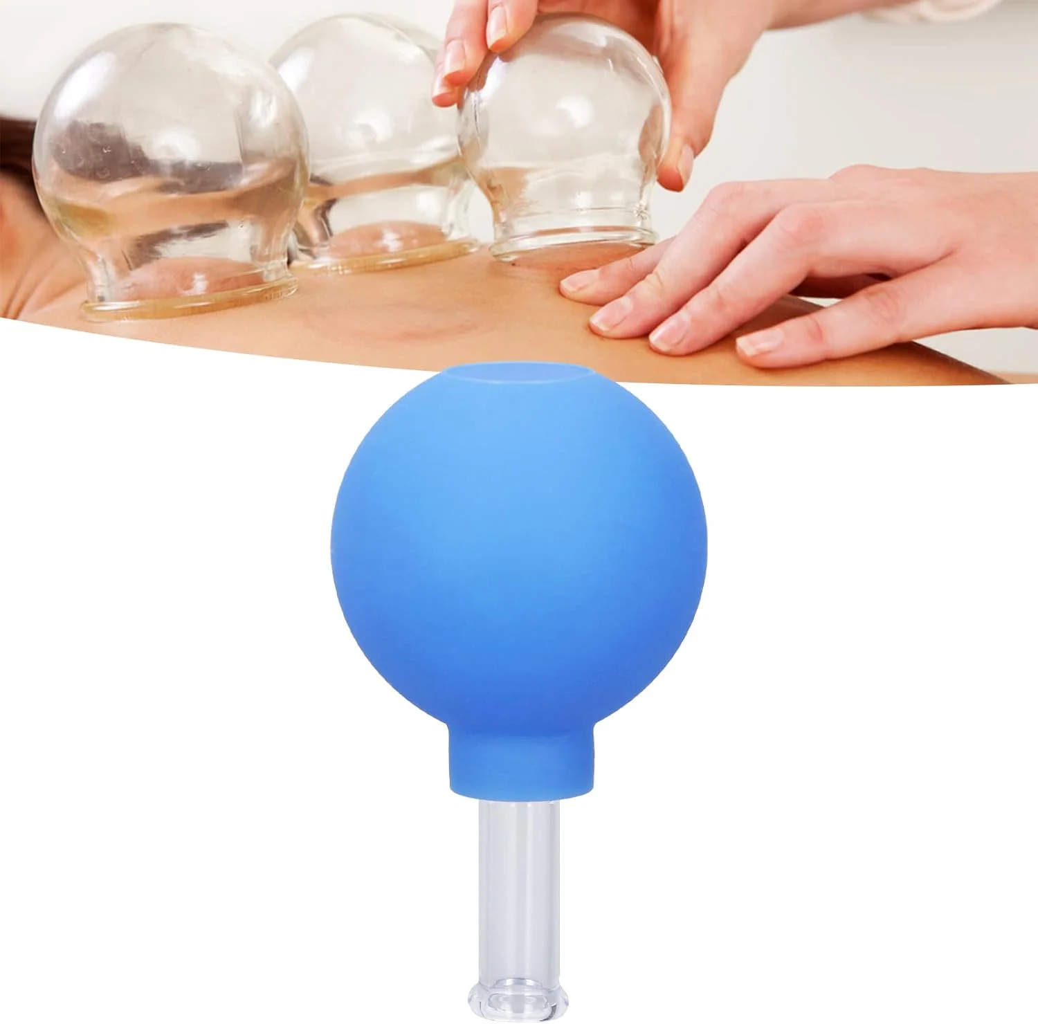 لیوان حجامت صورت، لیوان سیلیکونی وکیوم برای مراقبت از لطافت پوست، لیوان های ماساژ مکش وکیوم برای استفاده خانگی (آبی شماره 1 تکی)