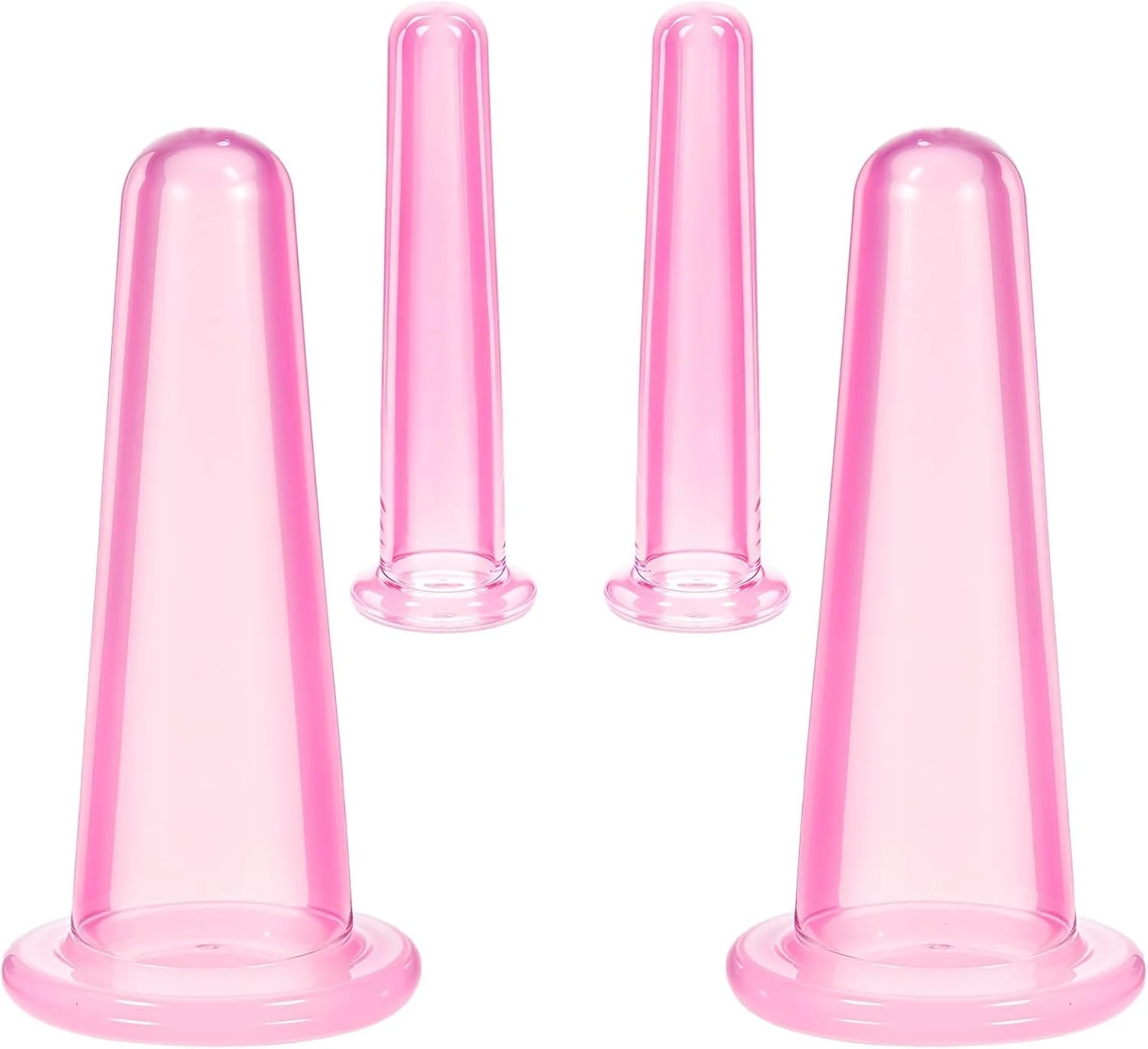 مجموعه ۴ عددی فنجان ماساژ ضد سلولیت FUNI، فنجان های ماساژ خلاء برای استفاده خانگی، ماساژور برای پاها، صورت، چشم ها، گردن - کاهش چین و چروک و ضد پیری (صورتی، ۲ کوچک + ۲ بزرگ)