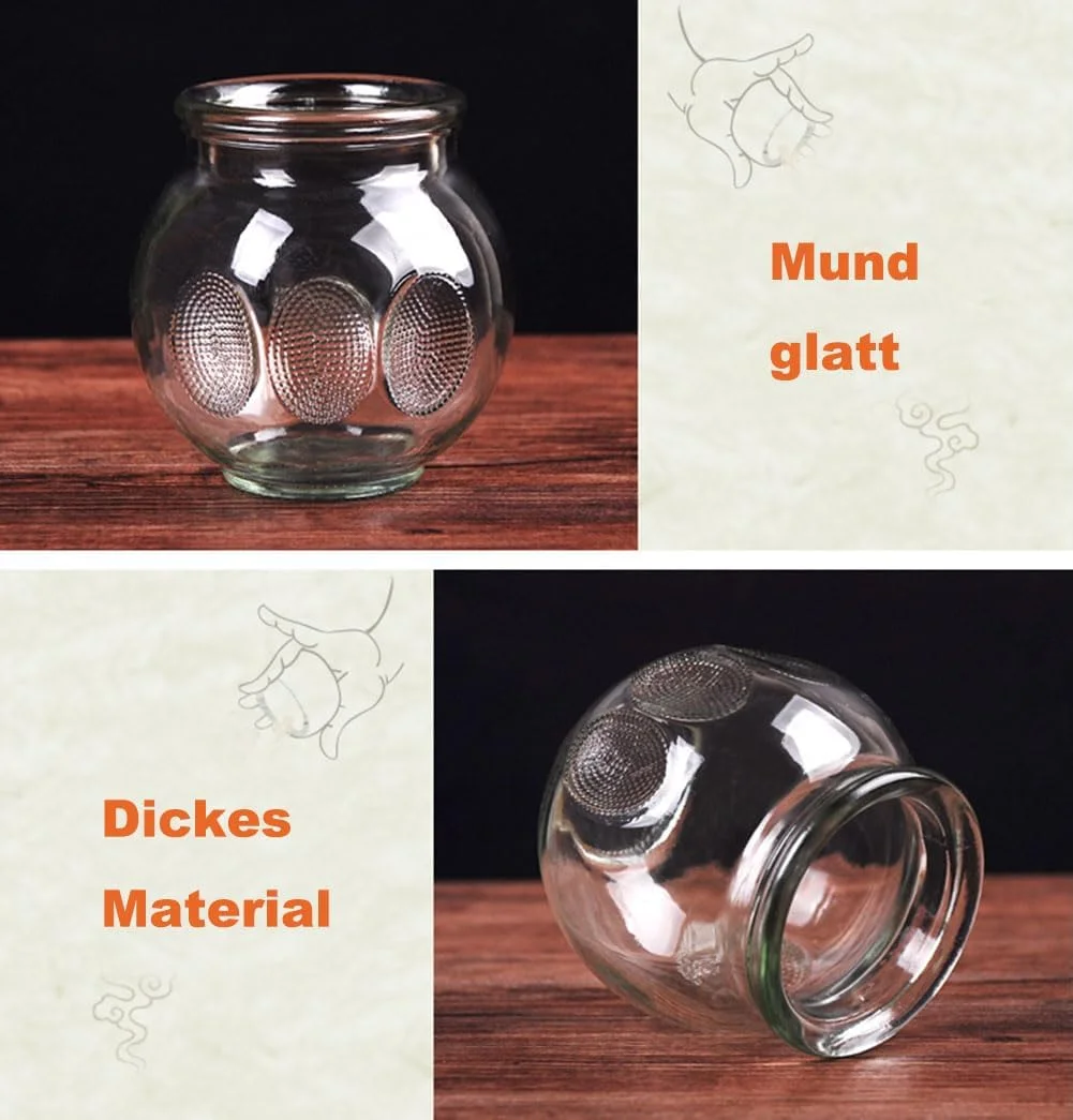 مجموعه ۱۴ عددی کاپینگ تراپی، مجموعه کاپینگ شیشه ای ضخیم برای متخصصان، ابزار کاپینگ سنتی چینی، لیوان های کاپینگ