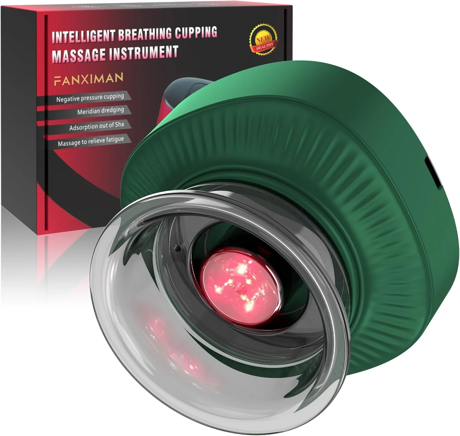 ماساژور حجامت هوشمند 4 در 1 اورجینال با نور قرمز برای تسکین درد، گره ها، کوفتگی، درد عضلانی، گردش خون و سفت شدن پوست | کیت حجامت برقی قابل حمل