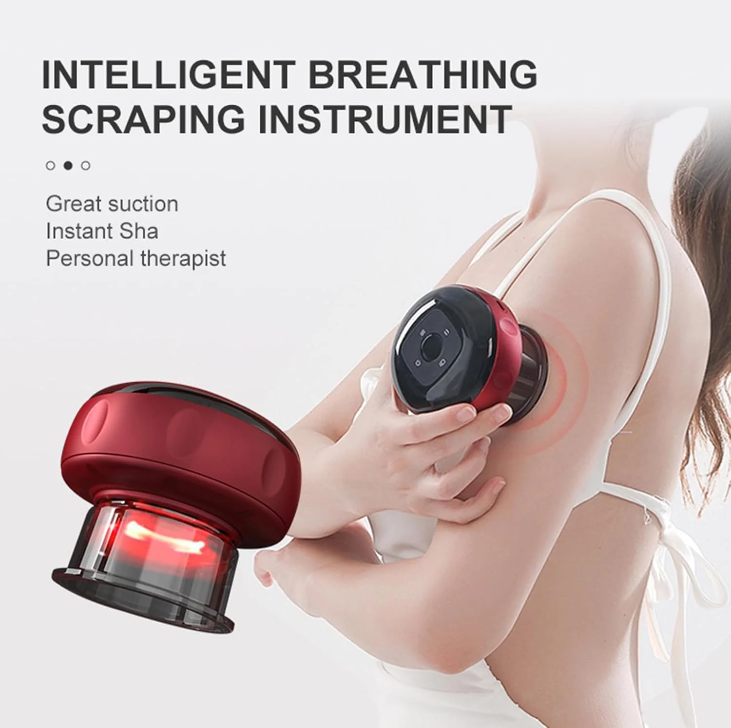 ماساژور حجامت الکتریکی هوشمند GABCHI، دستگاه حجامت ماساژور سلولیت برای تسکین هدفمند درد، گره ها، کوفتگی، درد عضلانی | ابزار حجامت تراش خلاء قابل حمل، مشکی