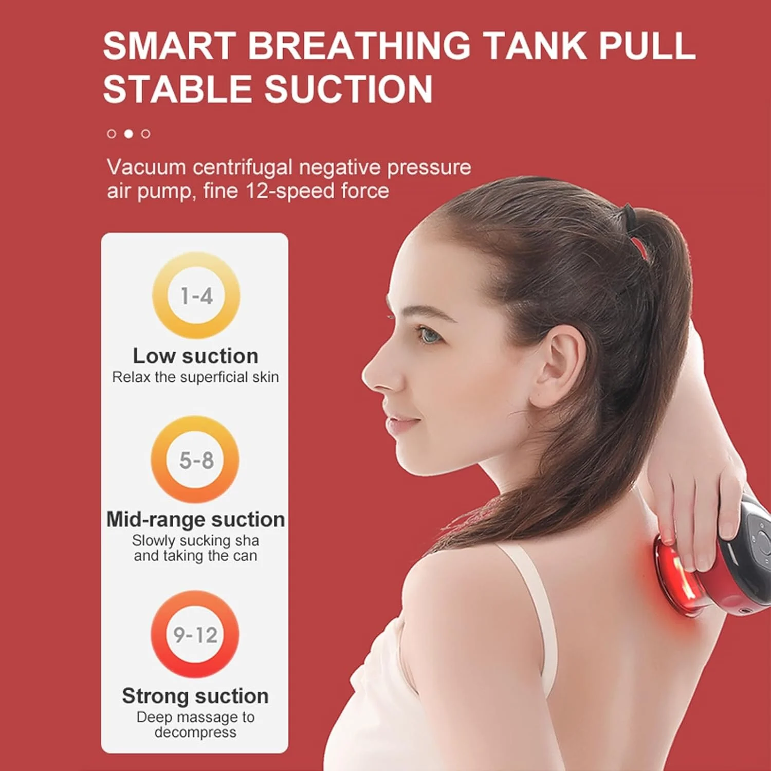 ماساژور حجامت الکتریکی هوشمند GABCHI، دستگاه حجامت ماساژور سلولیت برای تسکین هدفمند درد، گره ها، کوفتگی، درد عضلانی | ابزار حجامت تراش خلاء قابل حمل، مشکی