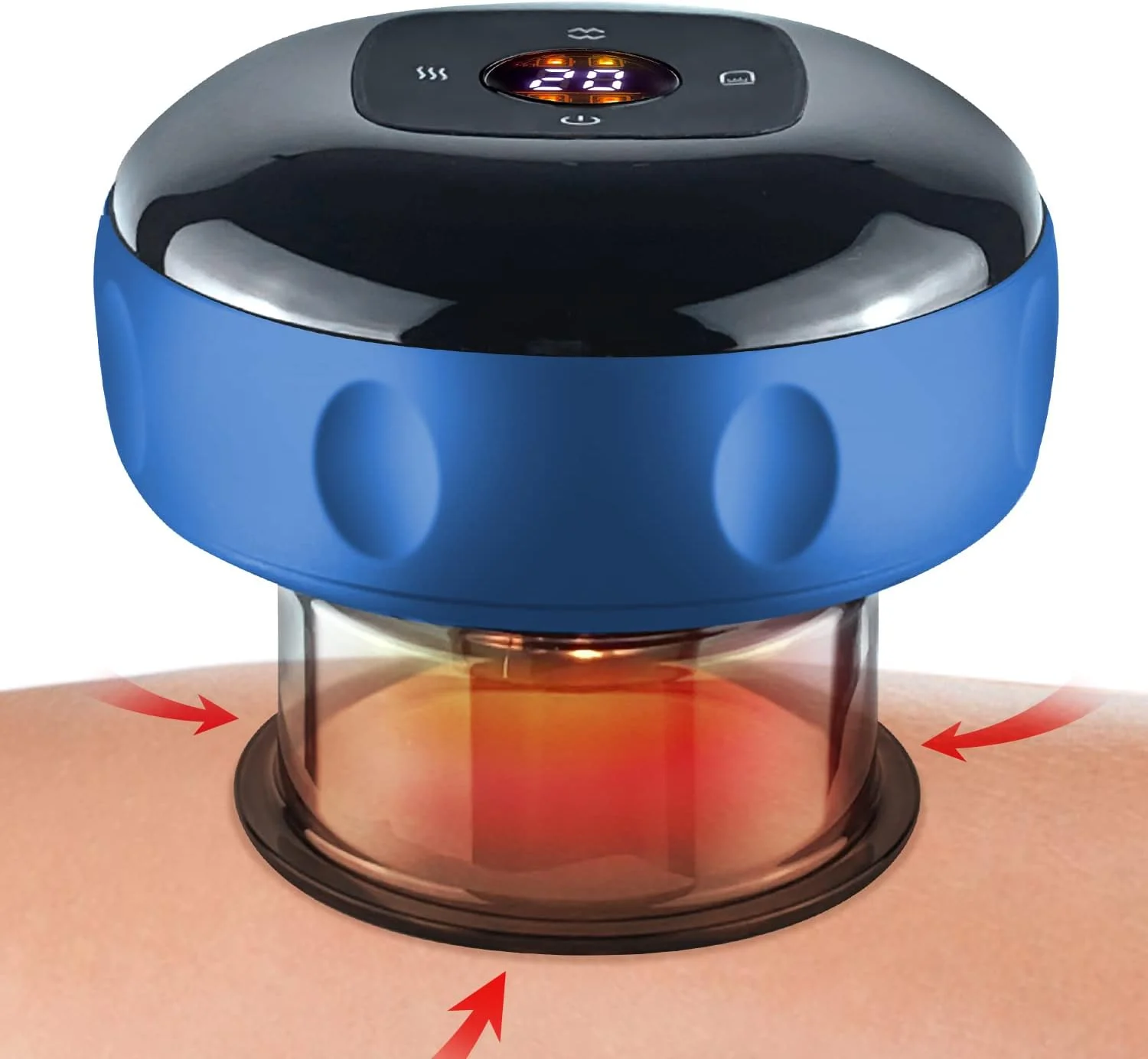 دستگاه کاپینگ هوشمند FKMEE، دستگاه مکش پویا 3 در 1، ماساژور برقی رفع سلولیت، ابزار ماساژ گوا شا با 12 سطح دما و مکش، تخلیه فشار با یک کلیک، آبی