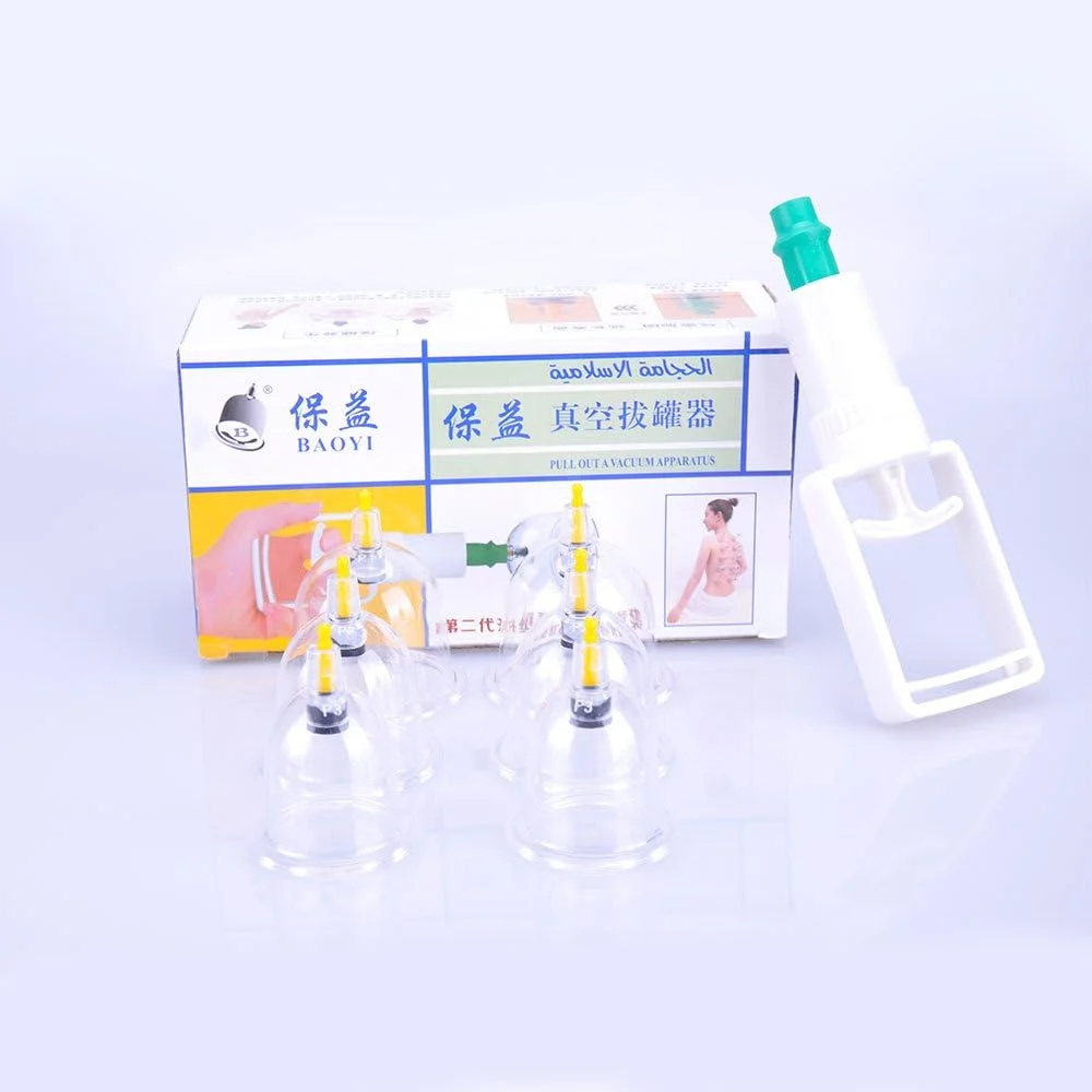 بسته بندی معمولی: ست فنجان حجامت خلاء با کیفیت بالا، 6 عددی، دستگاه مکش، ماساژورهای ریلکس کننده، پمپ های مکش منحنی