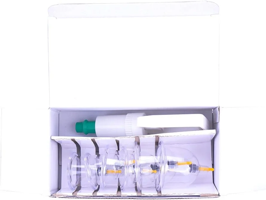 بسته بندی معمولی: ست فنجان حجامت خلاء با کیفیت بالا، 6 عددی، دستگاه مکش، ماساژورهای ریلکس کننده، پمپ های مکش منحنی