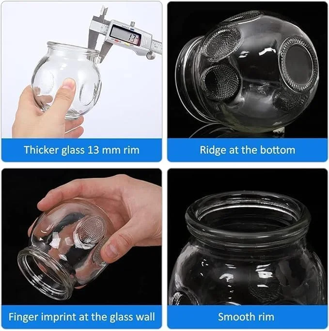 مجموعه لیوان ماساژ حجامت حرفه ای، 14 تکه لیوان شیشه ای آتش، کیت مکش خلاء