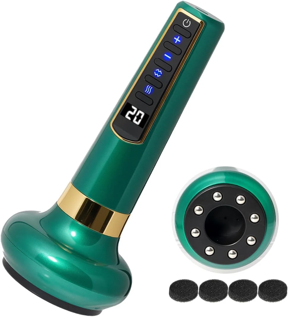 ابزار ماساژ دستی سلولیت، دستگاه کاپینگ الکتریکی با 12 حالت مکش برای سلولیت چربی، ماساژ بافت عمیق و دستگاه کاپینگ وکیوم تخلیه لنفاوی (سبز)