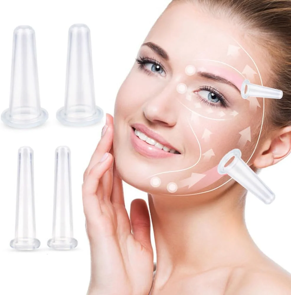 مجموعه ۴ عددی کاپینگ صورت Hodaqe - مجموعه فنجان های سیلیکونی برای لیفت صورت و مکش خلاء