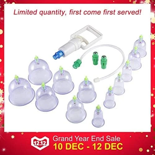 Hi!UAE💚 پمپ مکش، مجموعه 12 عددی لیوان ماساژ درمانی حجامت بدن، ریلکسیشن بدن و پیام سلامتی، ایمن