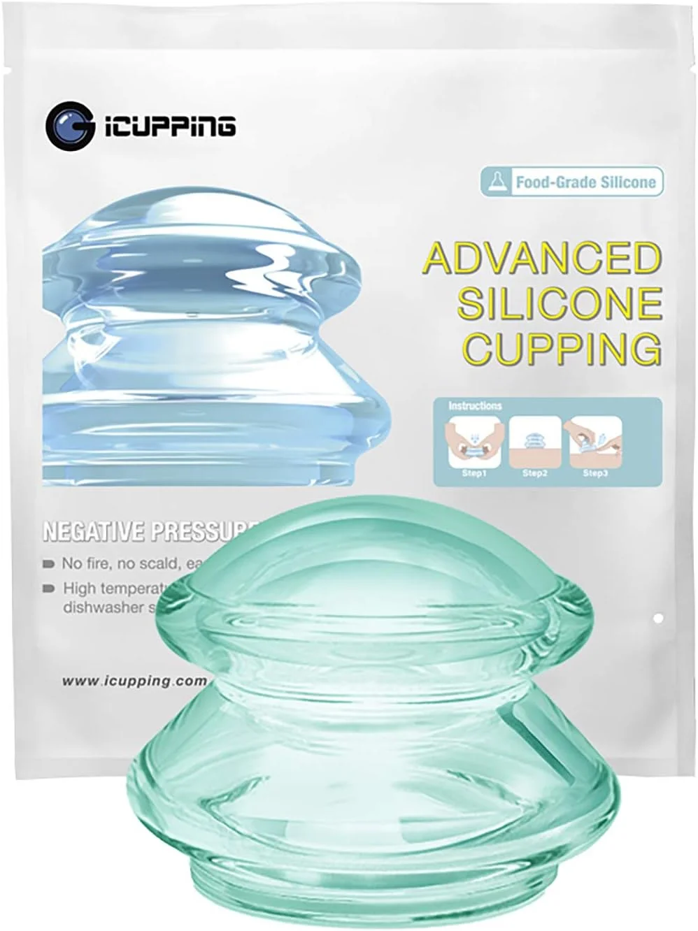 مجموعه لوازم جانبی ماساژ آی‌کاپینگ (سایز XL، 1 عدد) فنجان‌های ماساژ سیلیکونی، فنجان‌های مکش خلاء برای ماساژ بدن…