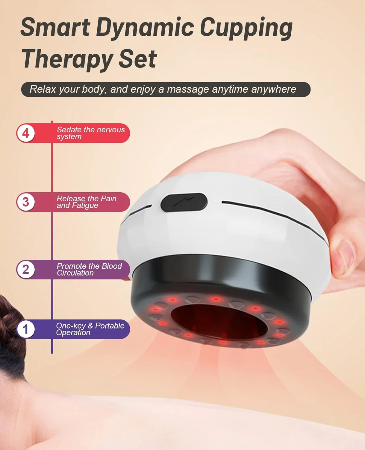 ماساژور حجامت برقی 3 در 1، ست تراپی هوشمند حجامت و خراش، دستگاه گوا شا پویا، 12 سطح دما مناسب برای گردن، شانه، پشت، پا و بدن