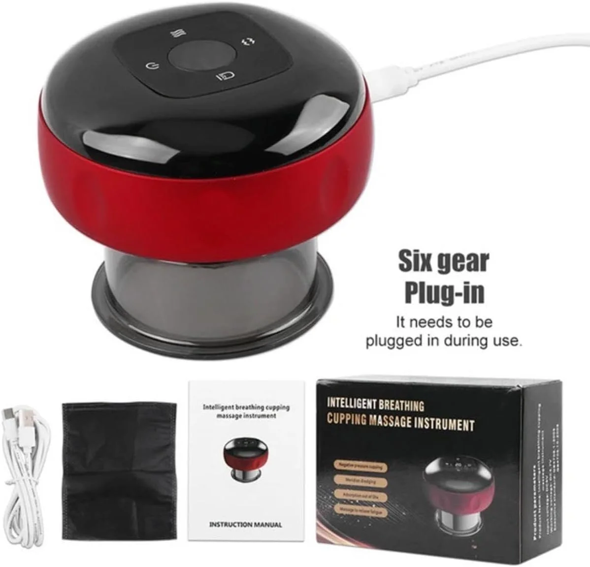 دستگاه ماساژ حجامت تنفسی هوشمند، حالت های متعدد، قرمز و مشکی