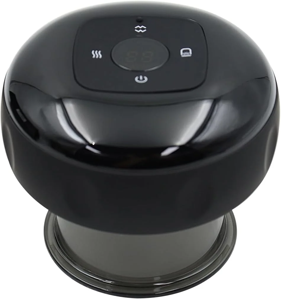 دستگاه الکتریکی گوا شا و حجامت، کیت هوشمند درمان حجامت، دستگاه وکیوم تراپی 4 در 1 برای تسکین درد، ابزار ماساژ حجامت گوا شا (12 سطح - مشکی)