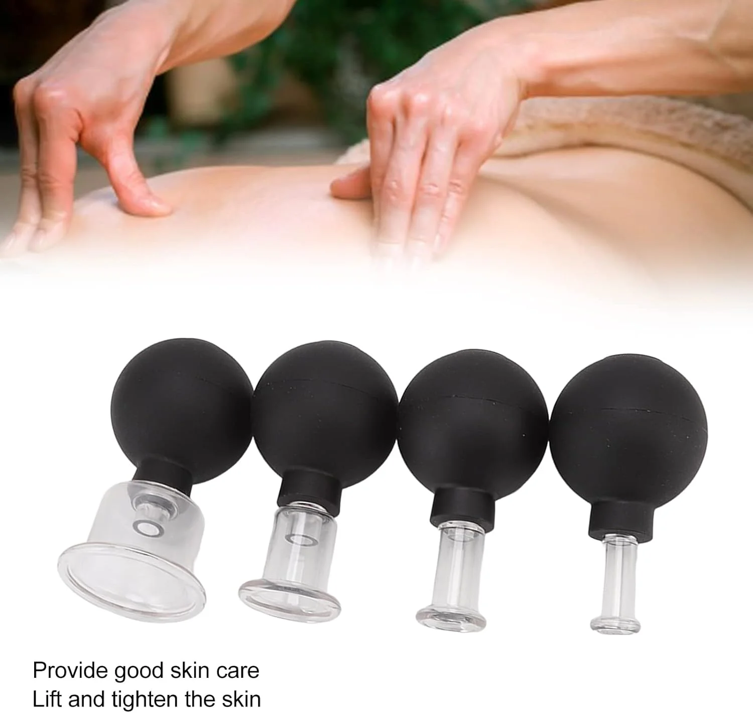 مجموعه ۴ عددی فنجان مکش JEOZBM، فنجان های مکش صورت شیشه ای، فنجان های مکش خلاء برای ماساژ درمانی برای تسکین درد بدن، صورت و مفاصل