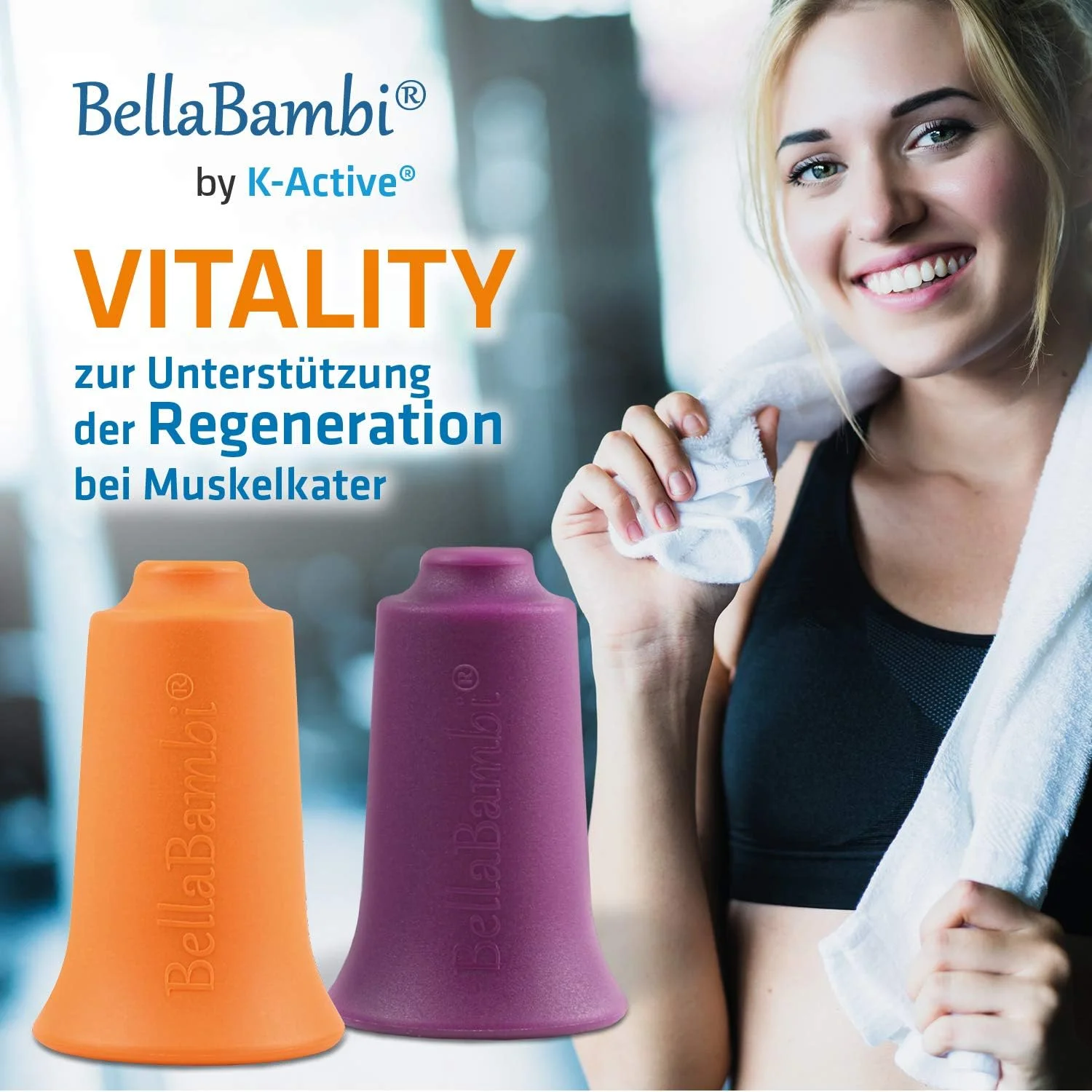 لیوان حجامت K-Active BellaBambi® Vitality اورجینال برای ماساژ با فشار منفی (نارنجی، 2 سانتی متر)