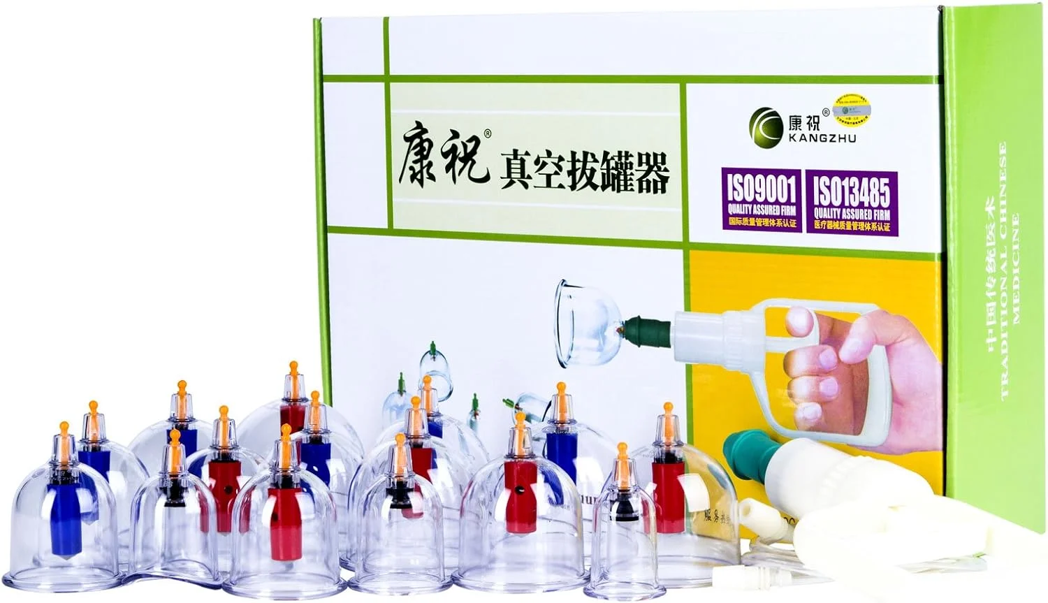 مجموعه تجهیزات حجامت کانگژو با دسته پمپاژ، 15 فنجان و دفترچه راهنمای انگلیسی