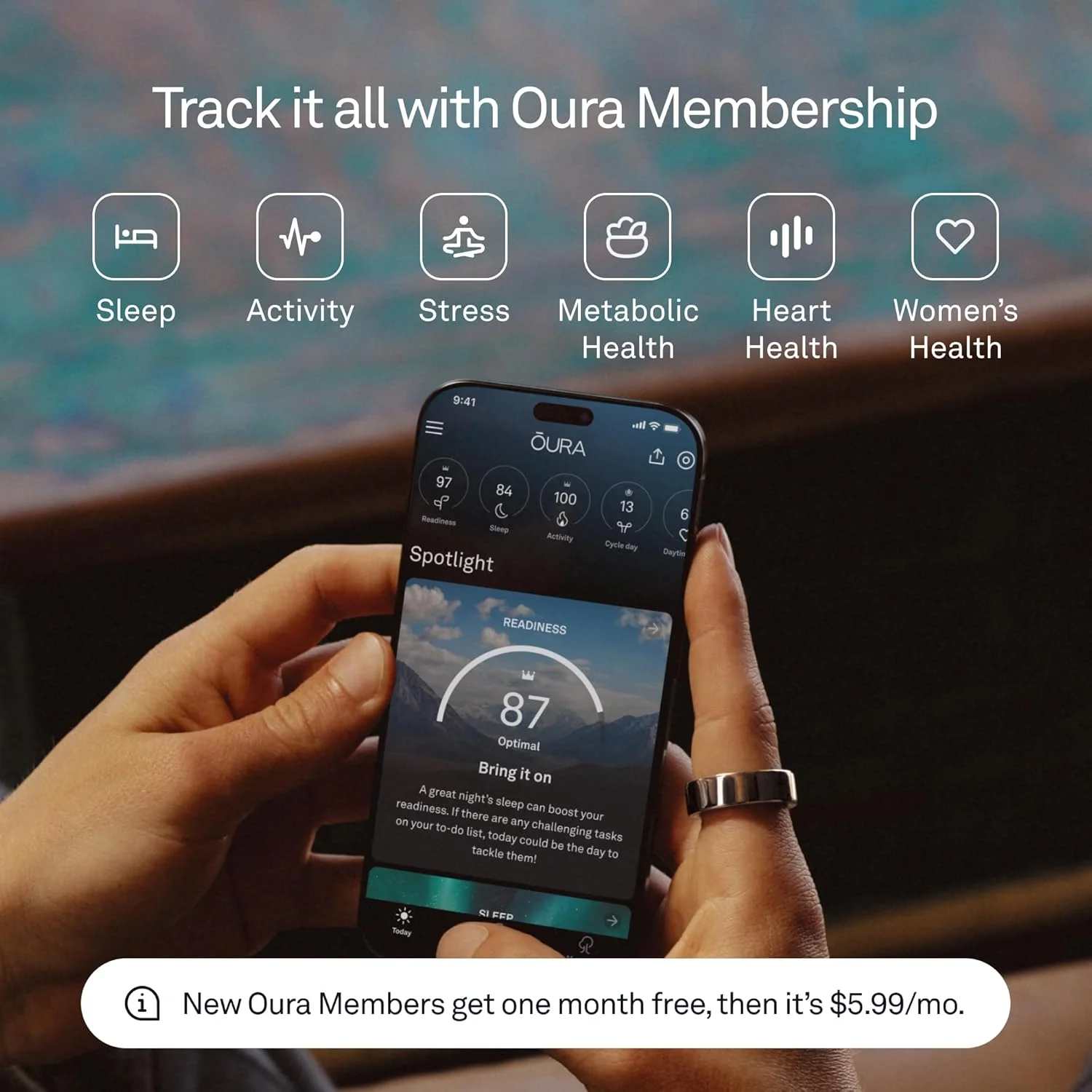 حلقه هوشمند Oura Ring 4 | حلقه هوشمند | ابتدا سایز را با کیت سایزبندی Oura Ring 4 مشخص کنید | ردیاب خواب - ضربان قلب - ردیاب تناسب اندام - عمر باتری تا 8 روز