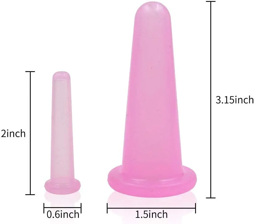 ست ۴ عددی کاپینگ صورت، کاپ ماساژ صورت سیلیکونی طبیعی برای بدن، صورت، گردن، پشت، ماساژ چشم، مخزن خلاء، ایده آل برای بدن، مراقبت از صورت، ابزار زیبایی ضد پیری (۲ کوچک و ۲ بزرگ، صورتی)