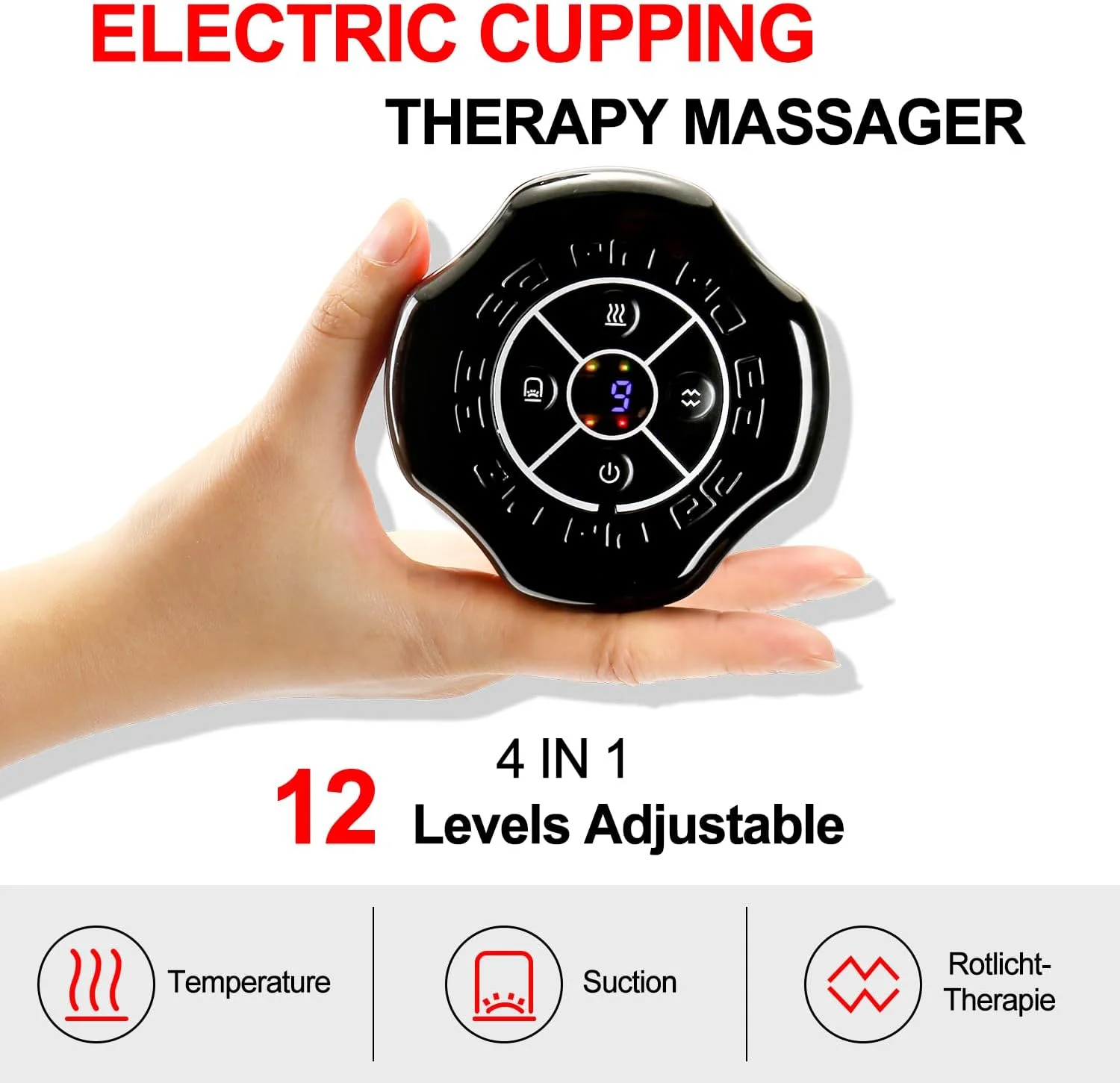 ست ماساژ حجامت برقی Lottsall شامل 2 عدد، با 12 سطح قابل تنظیم، تسکین دهنده درد عضلات در 20 دقیقه، بهبود گردش خون و تسریع ریکاوری بعد از ورزش