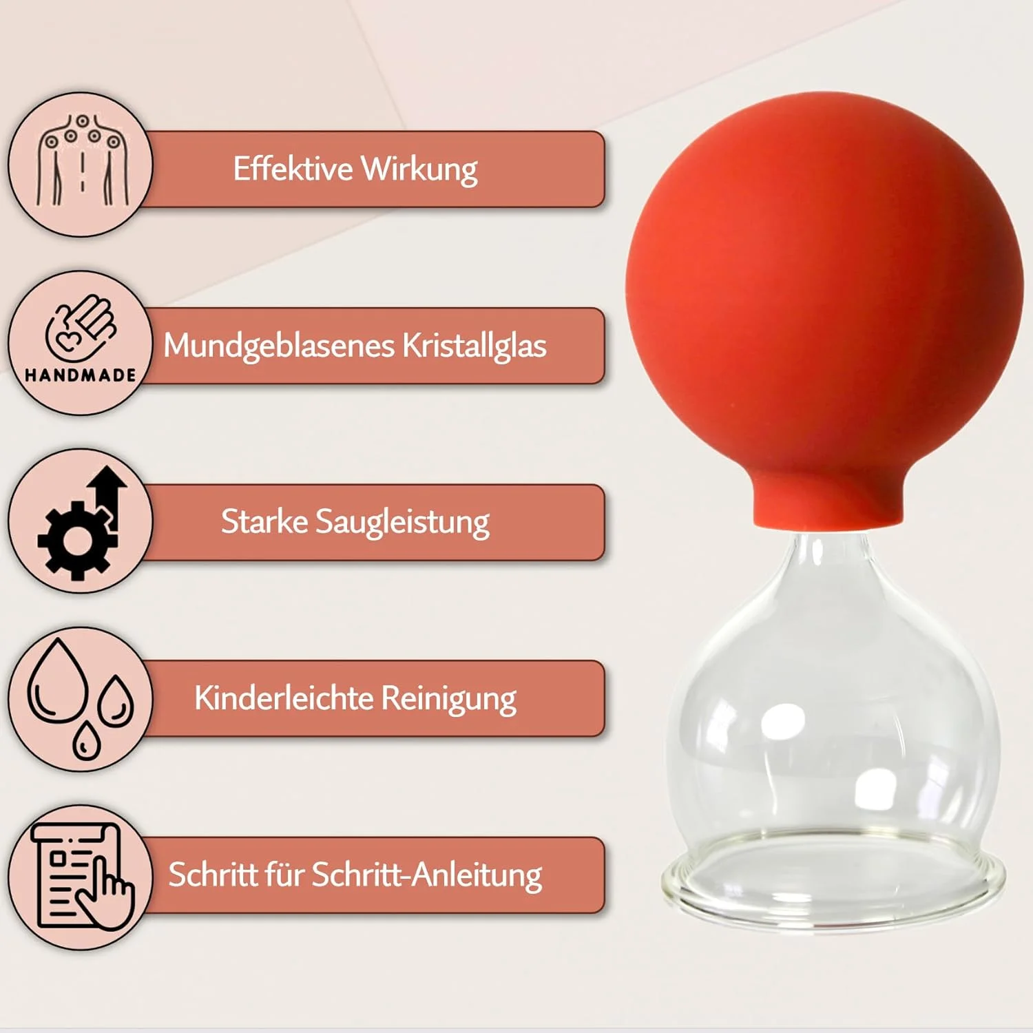 لیوان حجامت شیشه ای لاوشائر با توپ، 2 عدد، 60 میلی متر، برای حجامت حرفه ای و پزشکی بدون آتش