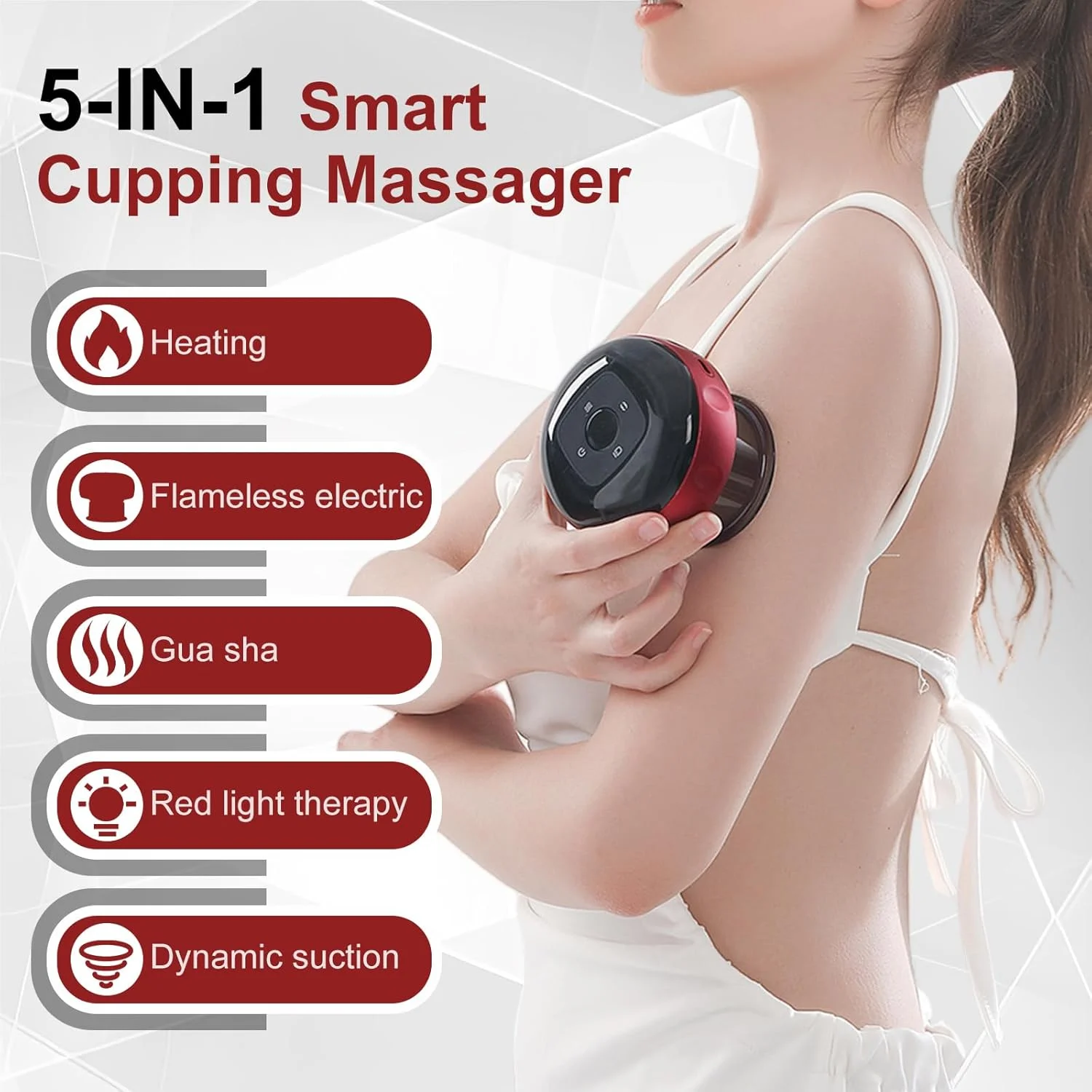دستگاه حجامت الکتریکی مادون قرمز Mapille با 12 حالت و کنترل از راه دور، ماساژور حجامت گواشا، درمان حجامت، ماساژور وکیوم برای تسکین درد، سم زدایی بدن (قرمز)