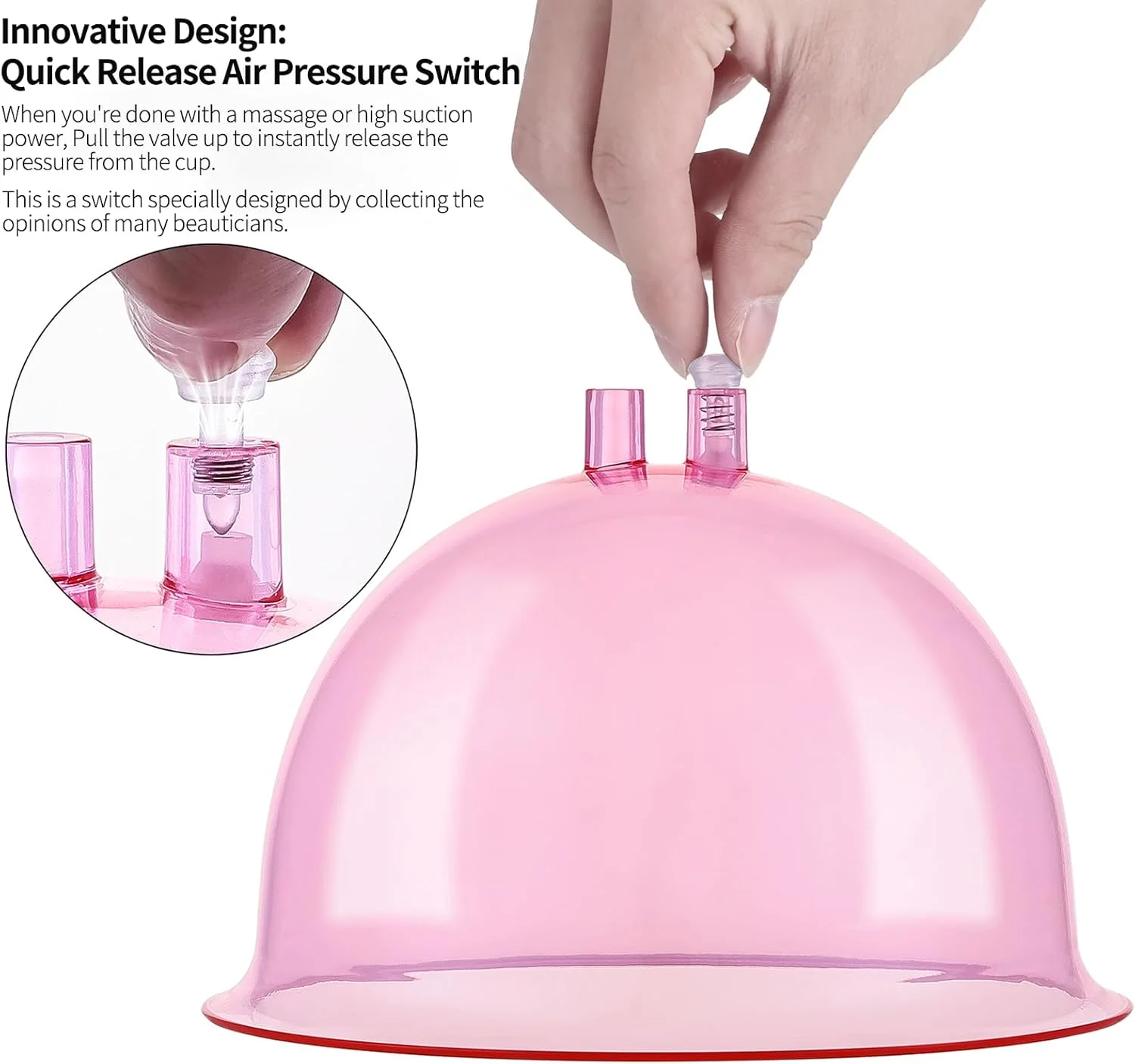 لیوان های دستگاه وکیوم تراپی میفولی، 1800 میلی لیتر و 2100 میلی لیتر (قطر 8.4 اینچ و 7.2 اینچ)، لیوان های جانبی دستگاه کاپینگ وکیوم همراه با شلنگ Y، 2 جفت