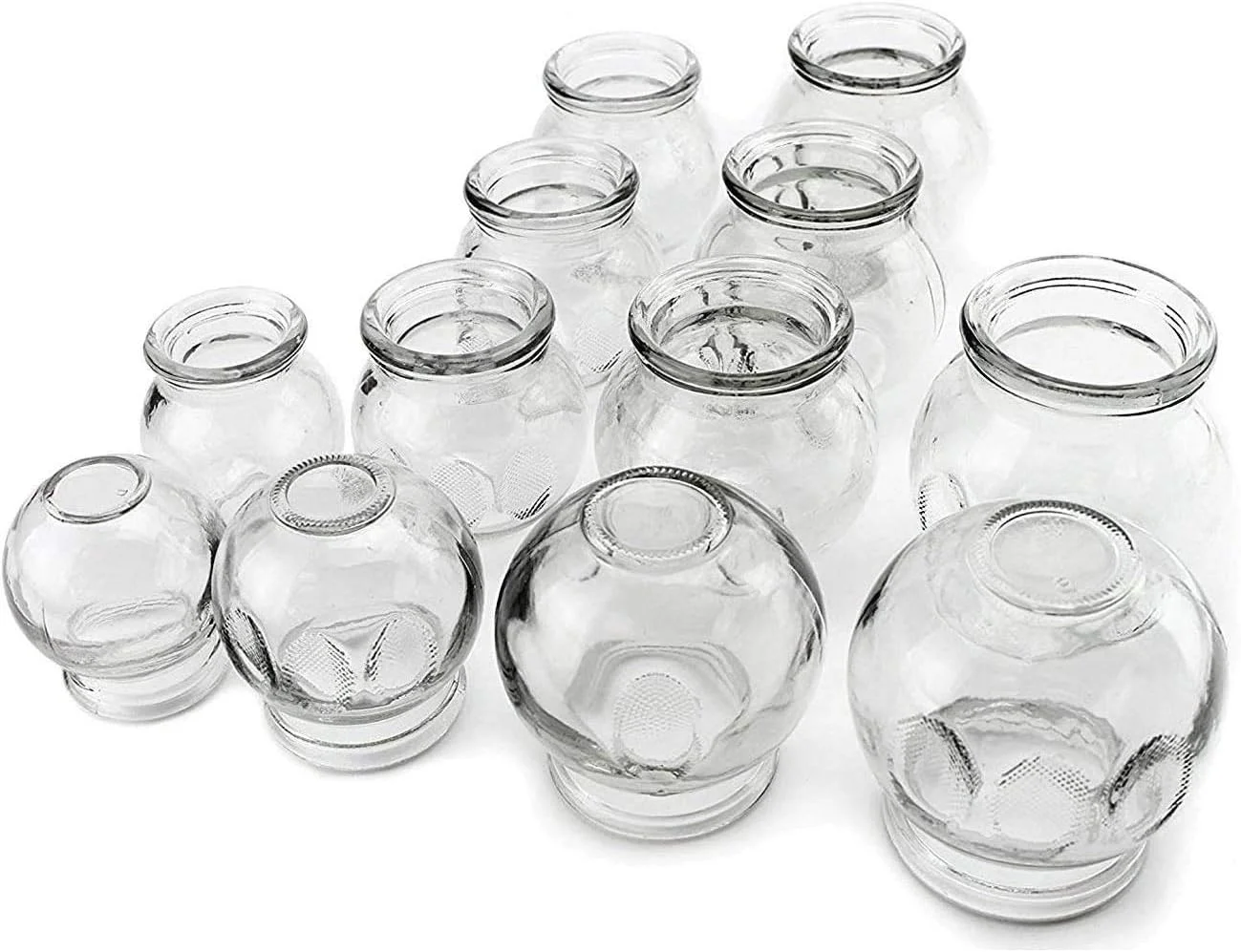 مجموعه حجامت شیشه ای طبی، تجهیزات حرفه ای حجامت خلاء (12 عدد شیشه ضخیم در اندازه های مختلف)