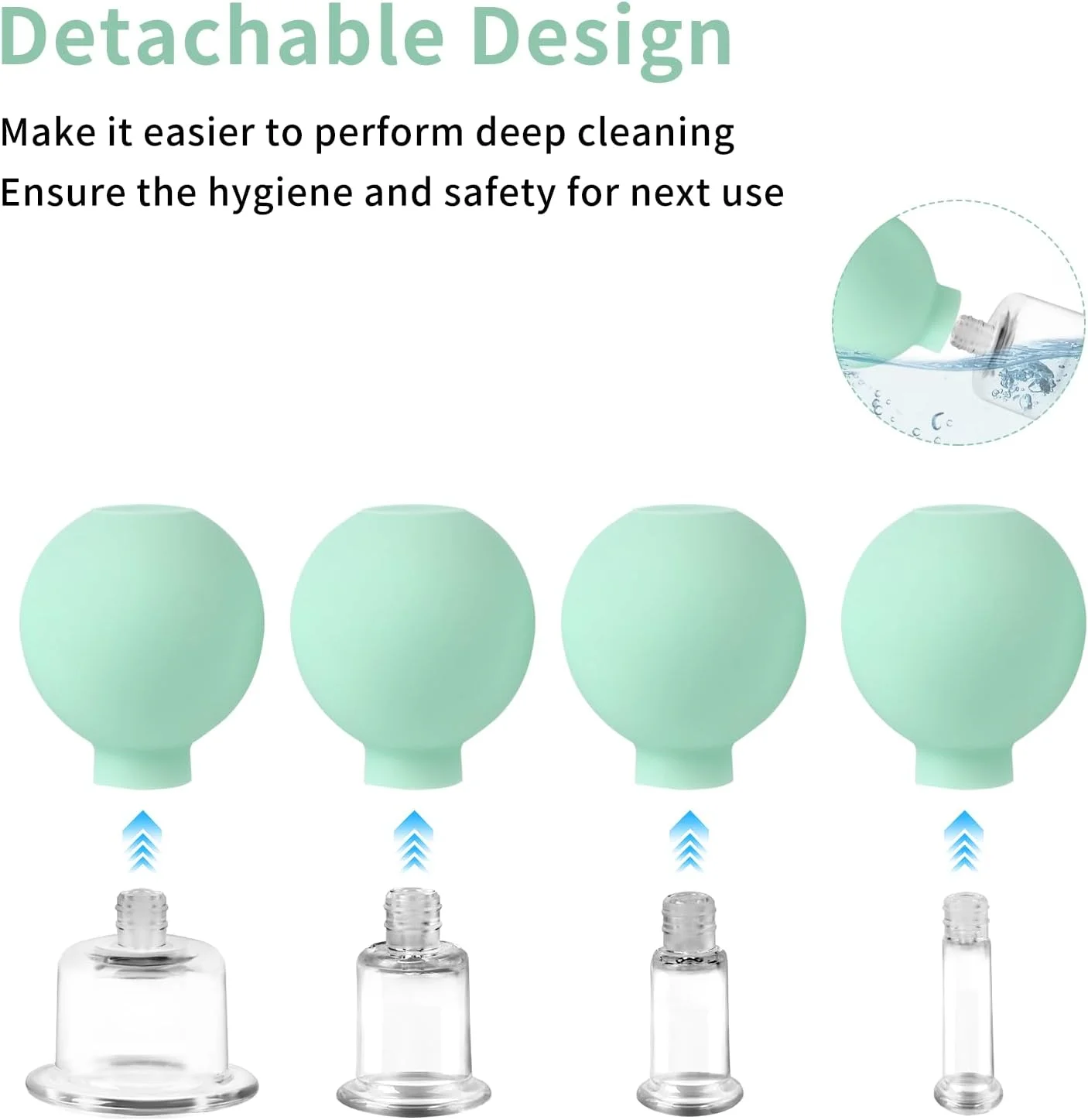 مجموعه حجامت صورت میفولی، 4 عدد فنجان ماساژ مکش خلاء سیلیکونی، کیت سفت کننده پوست برای چشم، صورت و بدن (سبز)