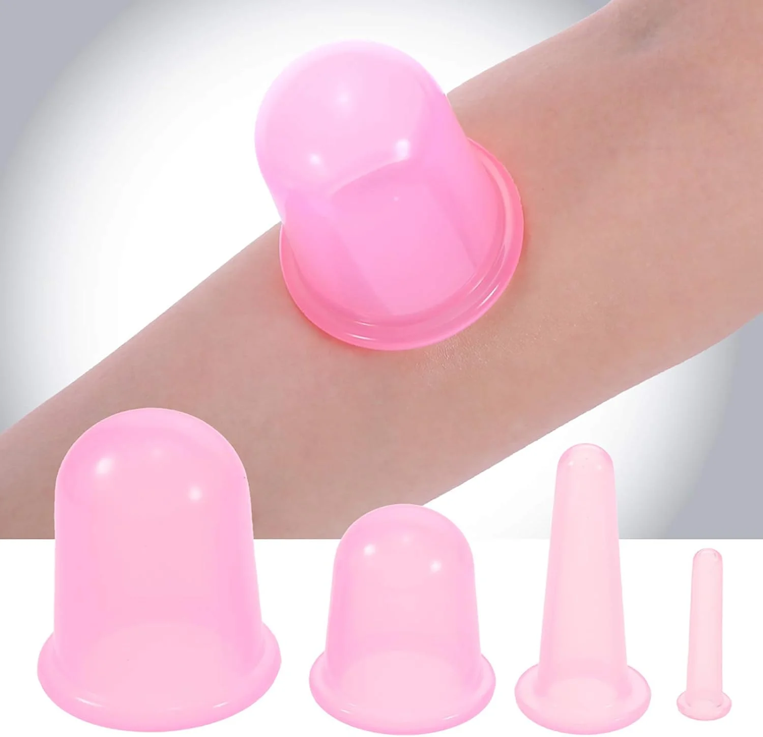 مورلیان 4 عدد کاپ ماساژ سیلیکونی در 4 سایز مختلف، کاپ حجامت صورت، کاپ وکیوم، درمان مراقبت از چشم و صورت