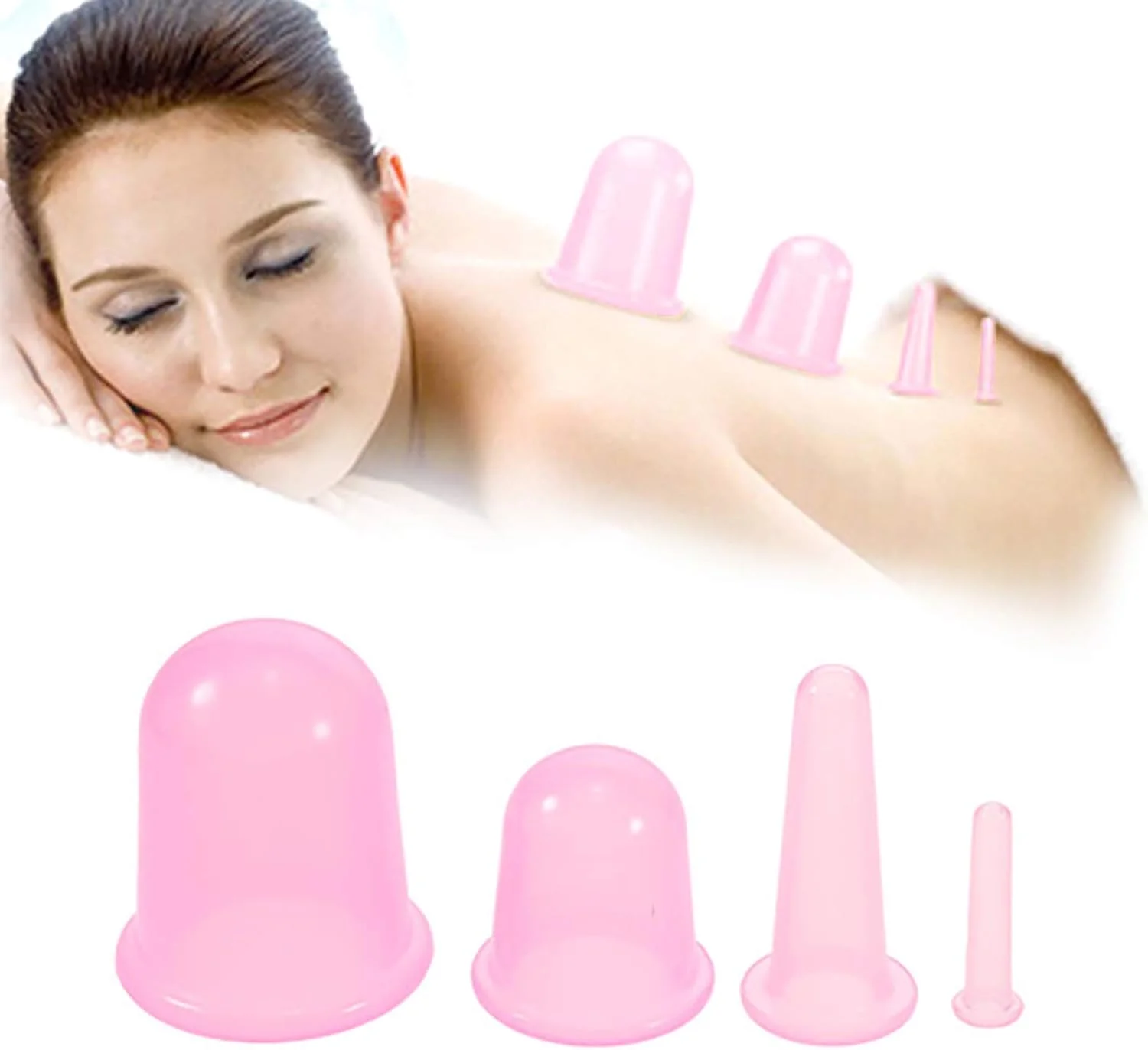 مورلیان 4 عدد کاپ ماساژ سیلیکونی در 4 سایز مختلف، کاپ حجامت صورت، کاپ وکیوم، درمان مراقبت از چشم و صورت