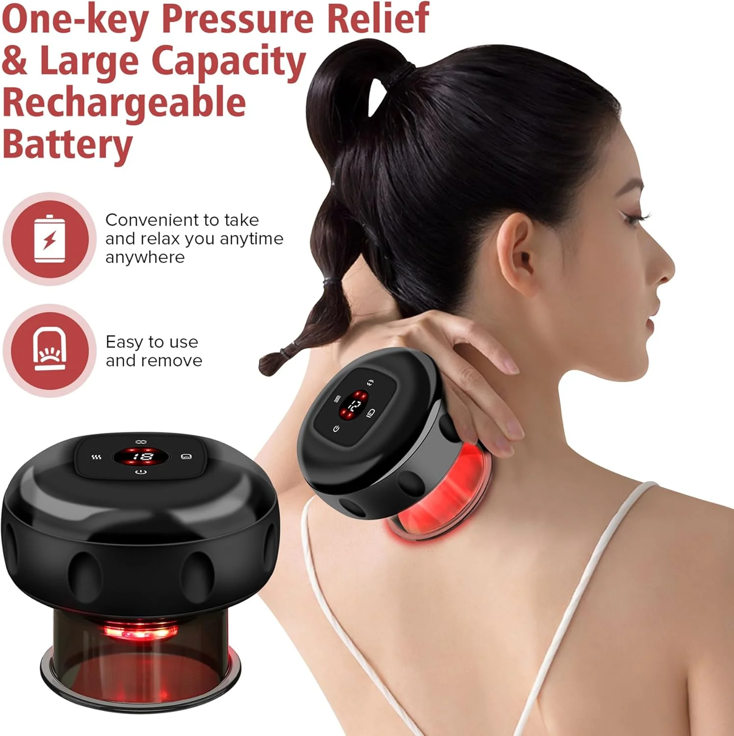 دستگاه حجامت برقی، ماساژور سلولیت هوشمند و پویا 3 در 1، ابزار حجامت و لایه برداری با 12 سطح دما و مکش