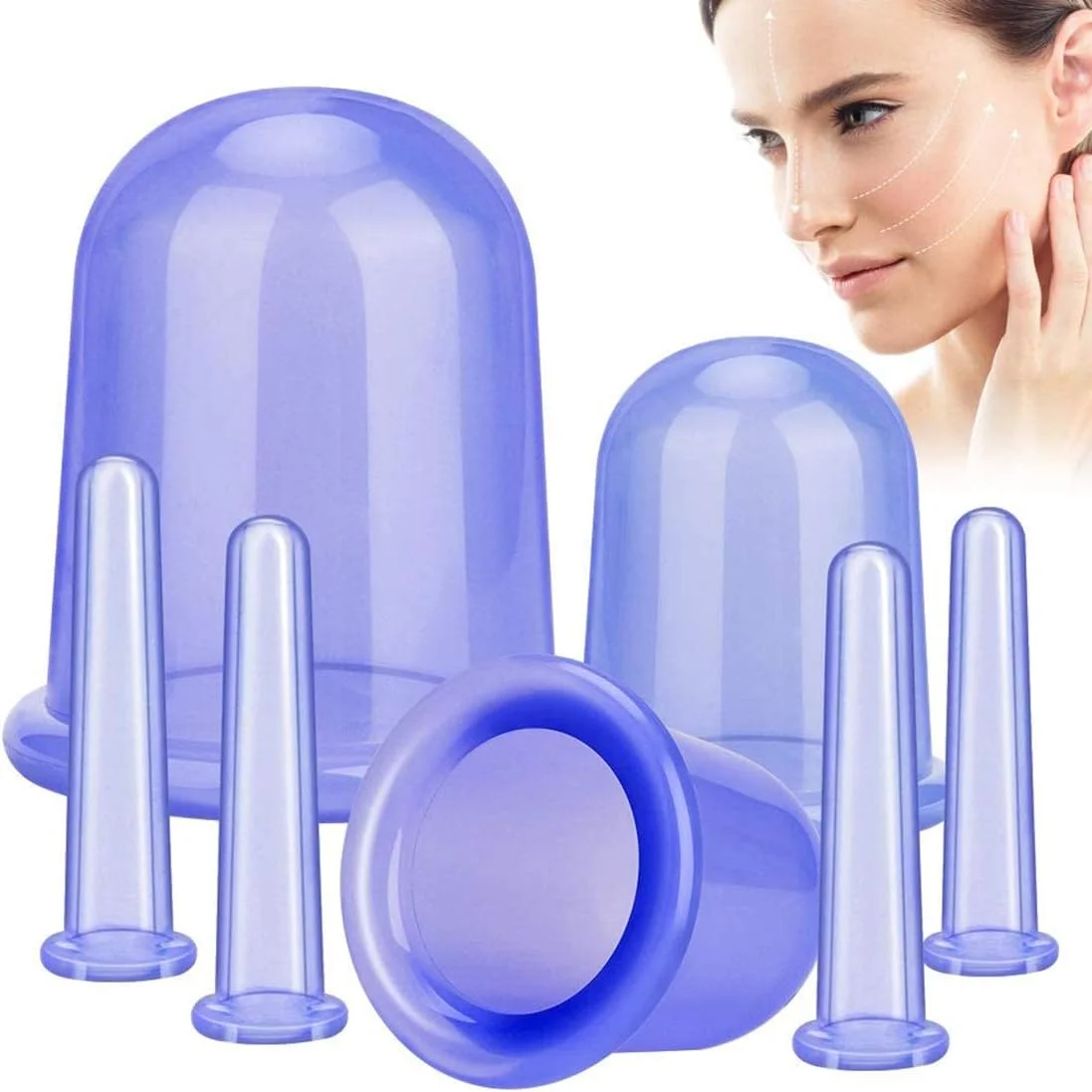 مجموعه ۷ عددی کاپینگ صورت Merin SENREAL، کیت تراپی کاپینگ سیلیکونی وکیوم برای صورت، کیت فنجان های ماساژ وکیوم صورت برای تسکین درد عضلات، اعصاب و مفاصل