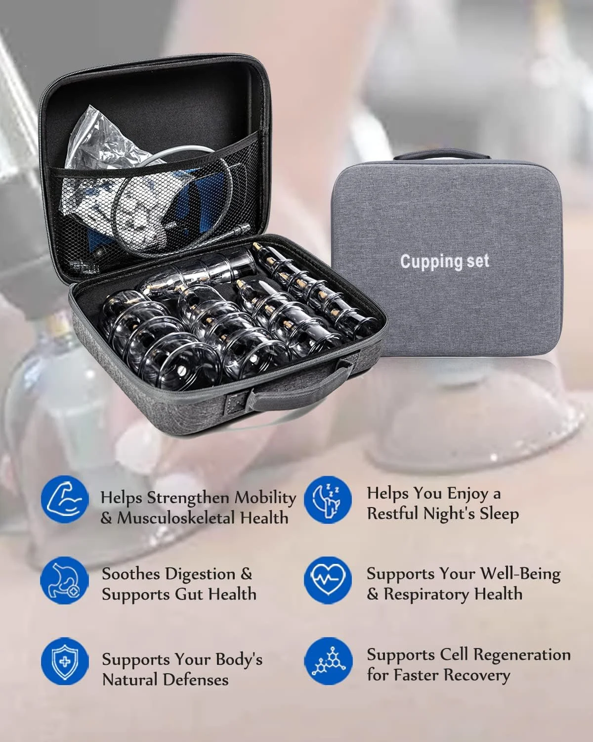 مجموعه حجامت درمانی ماساژ، ۲۲ فنجان وکیوم، رهاساز میوفاشیال، مجموعه های حجامت حرفه ای با پمپ دستی و کتابچه راهنمای دقیق، مجموعه حجامت مکشی با کیف حمل قابل حمل مجموعه حجامت درمانی ماساژ، ۲۲ فنجان وکیوم، رهاساز میوفاشیال، مجموعه های حجامت حرفه ای با پمپ دستی و کتابچه راهنمای دقیق، مجموعه حجامت مکشی با کیف حمل قابل حمل