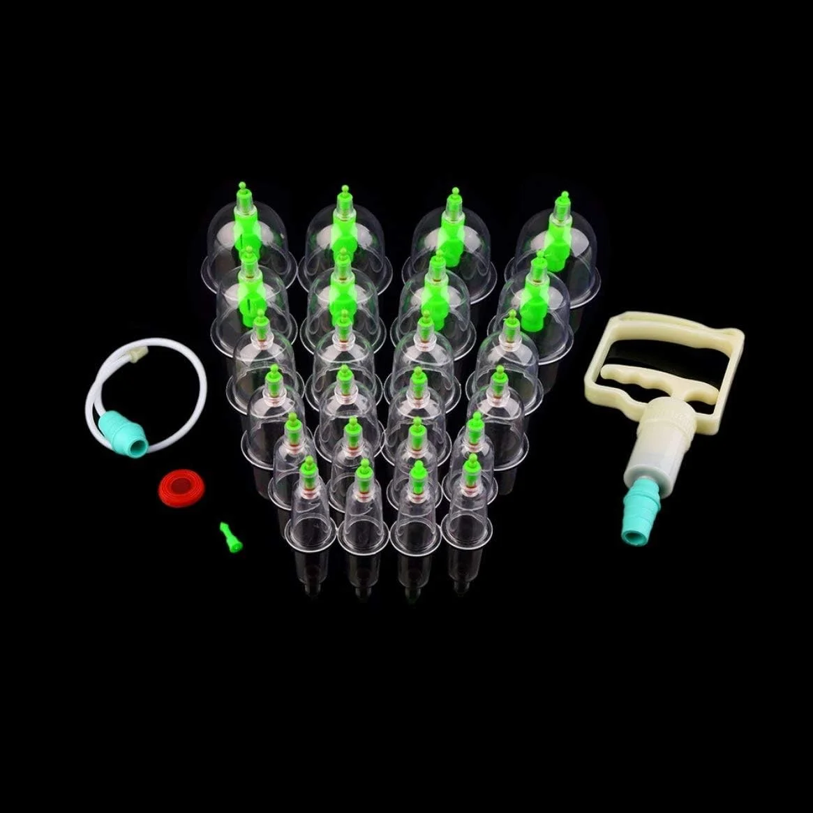 مجموعه ۲۴ عددی بادکش پاپیه، شیشه ای طبی چینی، ماساژ بیومغناطیسی، درمان آرامش بخش بدن، دستگاه مکش و بادکش