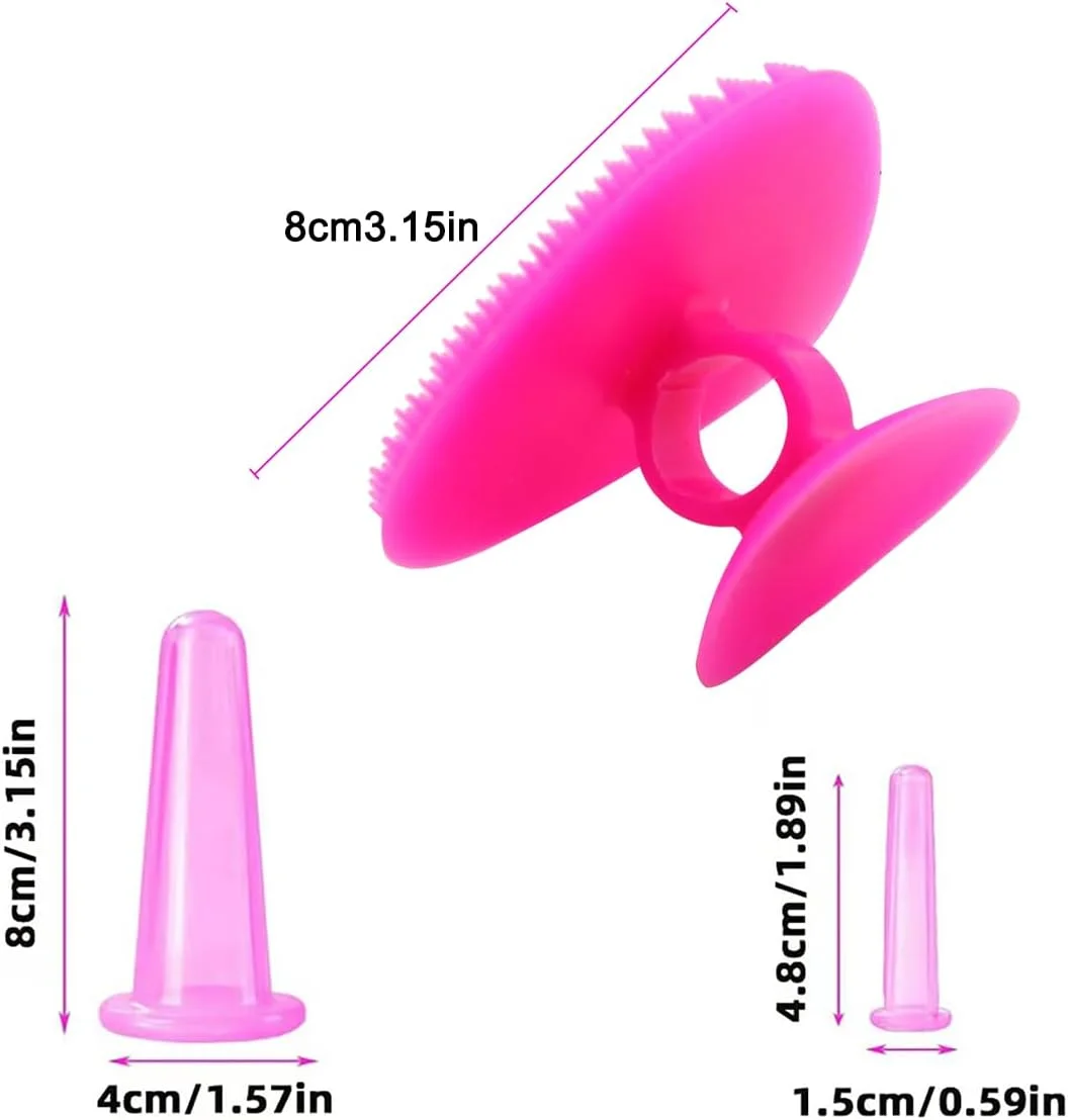 مجموعه لیوان های سیلیکونی ماساژ صورت و چشم POFET به همراه برس لایه بردار (صورتی) مجموعه لیوان های سیلیکونی ماساژ صورت و چشم POFET به همراه برس لایه بردار (صورتی)
