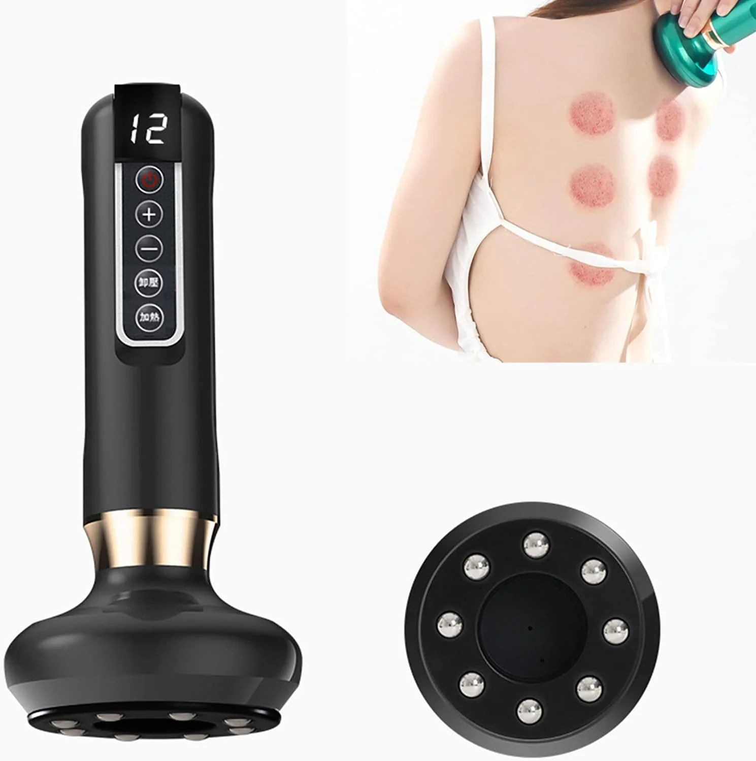 ماساژور الکتریکی خراش دهنده QJJML، ست حجامت قابل شارژ - کنترل 12 سرعته / کمپرس گرم، دستگاه گوا شا برای تسکین درد، سم زدایی بدن، مشکی ماساژور الکتریکی خراش دهنده QJJML، ست حجامت قابل شارژ - کنترل 12 سرعته / کمپرس گرم، دستگاه گوا شا برای تسکین درد، سم زدایی بدن، مشکی