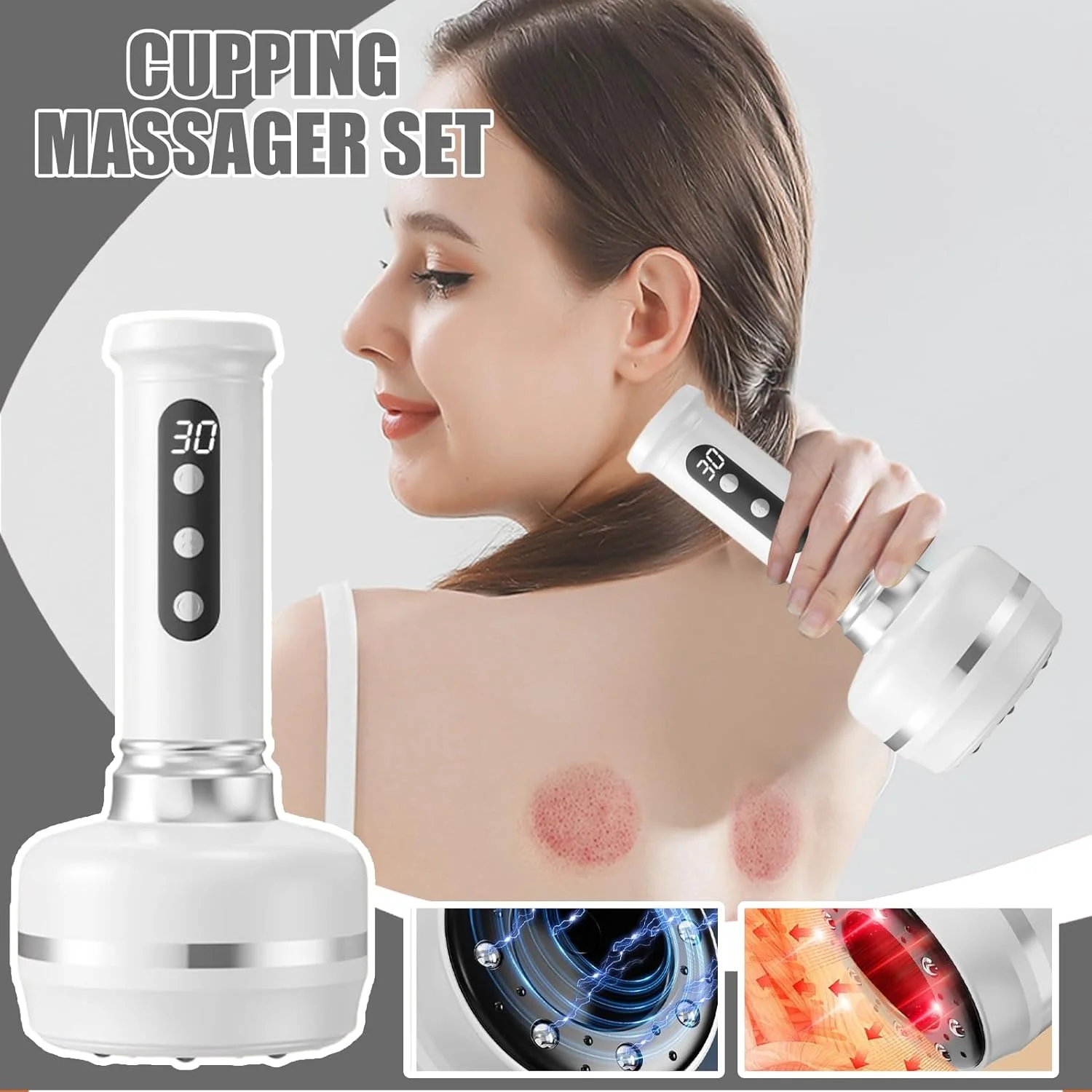 دستگاه کاپینگ الکتریکی، فنجان های مکش عضلانی | ابزار ماساژ قابل تنظیم 3 سطحی قابل شارژ الکتریکی برای ریکاوری عضلات، آسیب های ورزشی، فرم دهی بدن در خانه، مراقبت های پس از زایمان دستگاه کاپینگ الکتریکی، فنجان های مکش عضلانی | ابزار ماساژ قابل تنظیم 3 سطحی قابل شارژ الکتریکی برای ریکاوری عضلات، آسیب های ورزشی، فرم دهی بدن در خانه، مراقبت های پس از زایمان