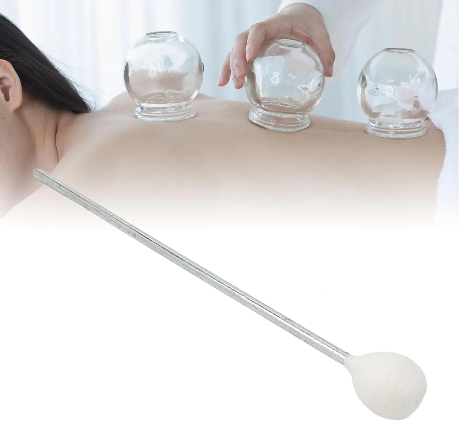 میله احتراق حجامت استیل ضد زنگ قابل استفاده مجدد، میله احتراق حجامت جهانی 25 سانتی متری با سر پنبه ای، ایمن و مطمئن برای حجامت