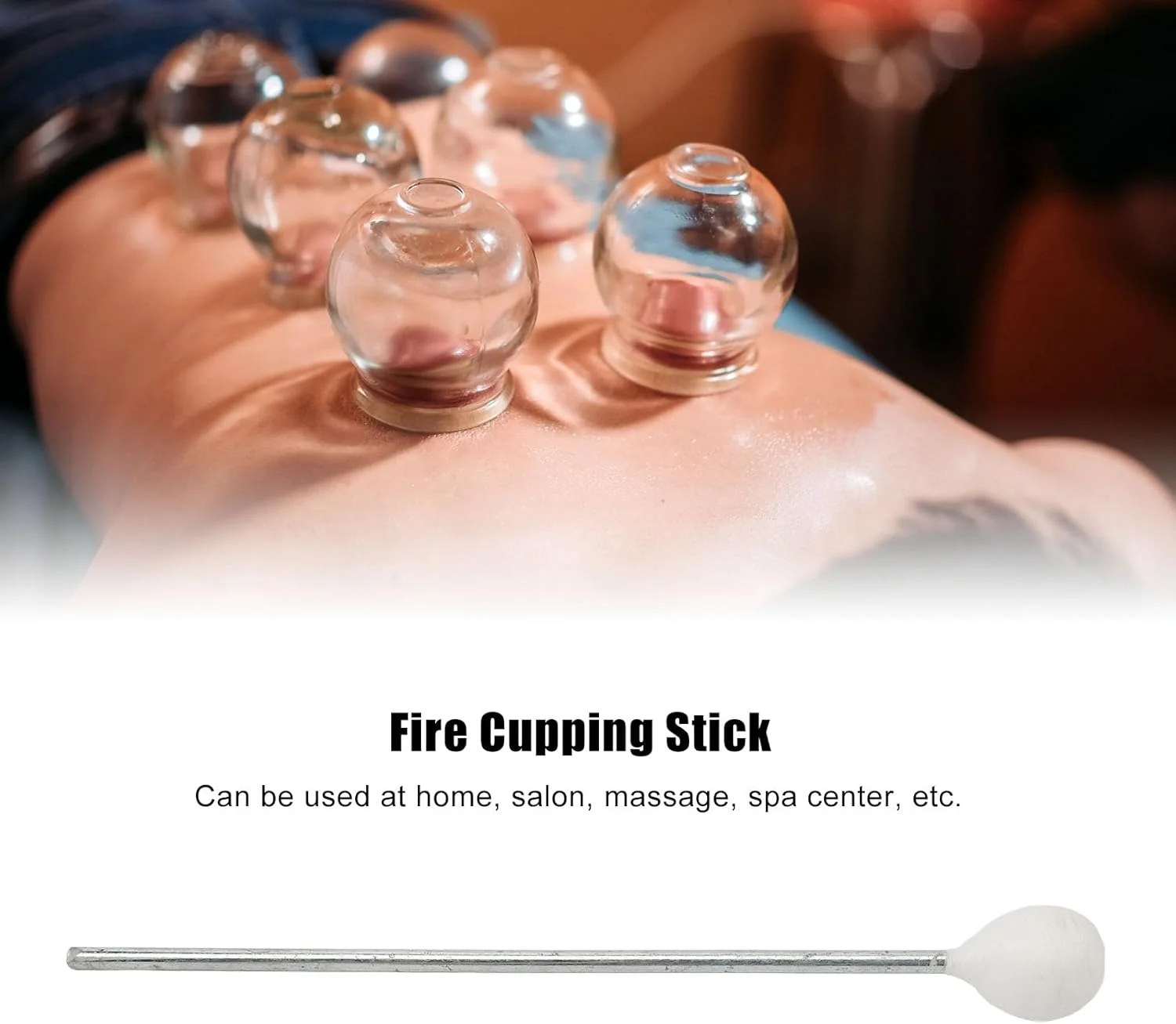 میله احتراق حجامت استیل ضد زنگ قابل استفاده مجدد، میله احتراق حجامت جهانی 25 سانتی متری با سر پنبه ای، ایمن و مطمئن برای حجامت