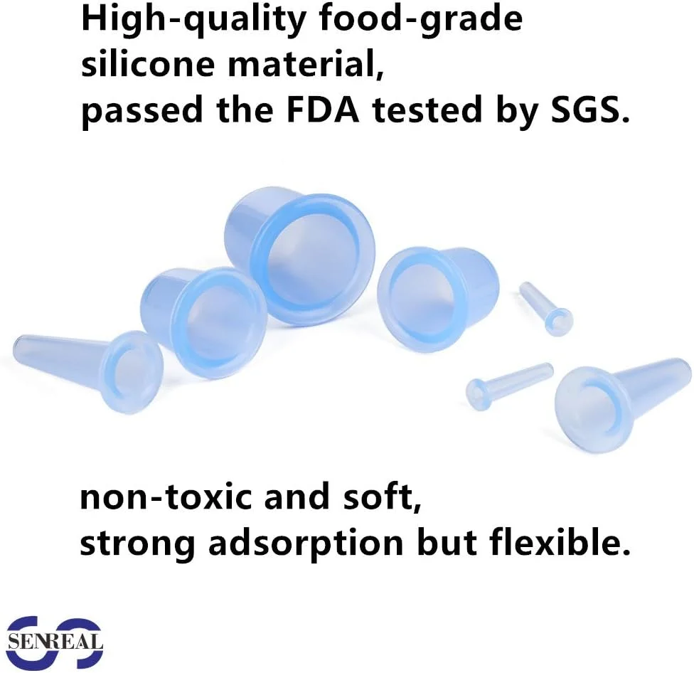 مجموعه حجامت صورت SENREAL، مجموعه های درمانی حجامت سیلیکونی 7 عددی، فنجان های ماساژ مکش خلاء ضد سلولیت با کیف مخملی برای تسکین درد عضلات، اعصاب، مفاصل و ماساژ رفع سلولیت
