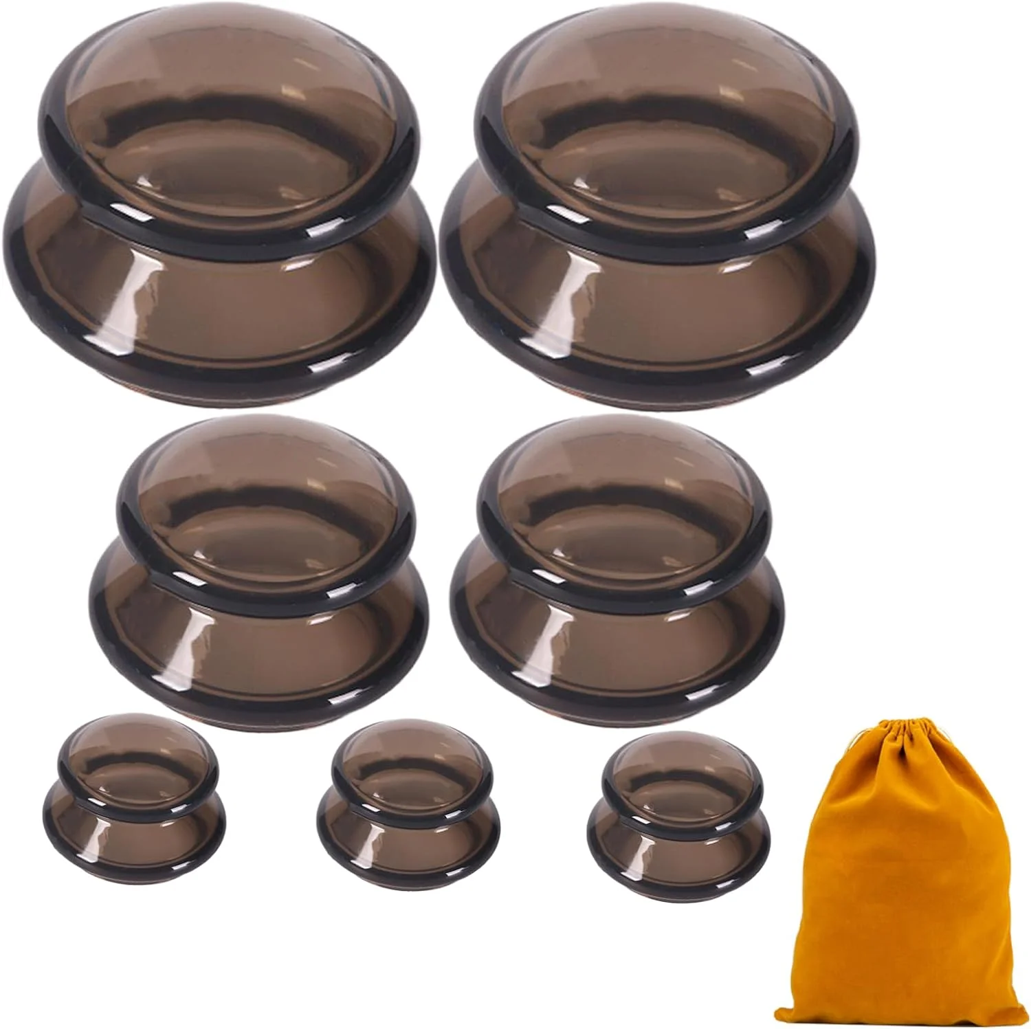 مجموعه ۷ عددی کاپینگ تراپی - کاپینگ سیلیکونی حرفه ای، مناسب برای ماساژ صورت و بدن/ رهاسازی عمیق میوفاشیال/ تسکین درد/ آرامش عضلات و موارد دیگر (مشکی، ۷ عدد)