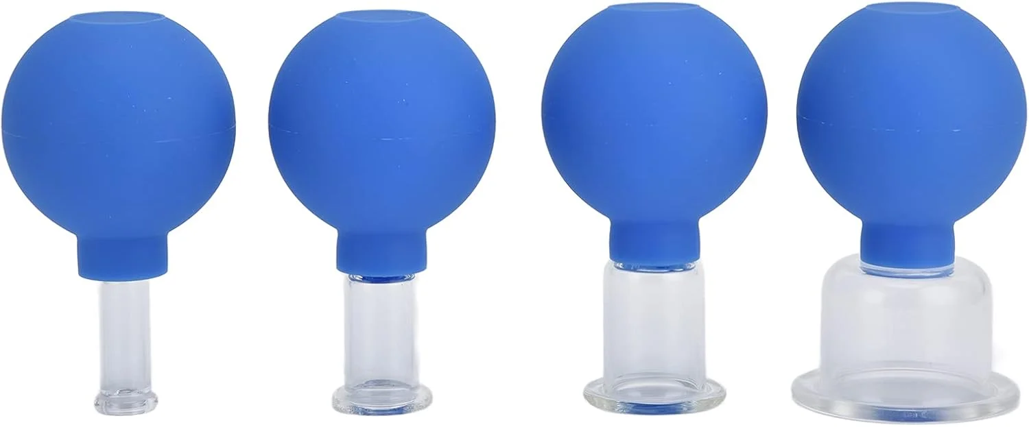 فنجان های ماساژ خلاء، ست لیوان درمانی سیلیکونی برای کاهش سلولیت و رهاسازی میوفاشیال برای صورت، پا، بازو، پشت و شانه (آبی)