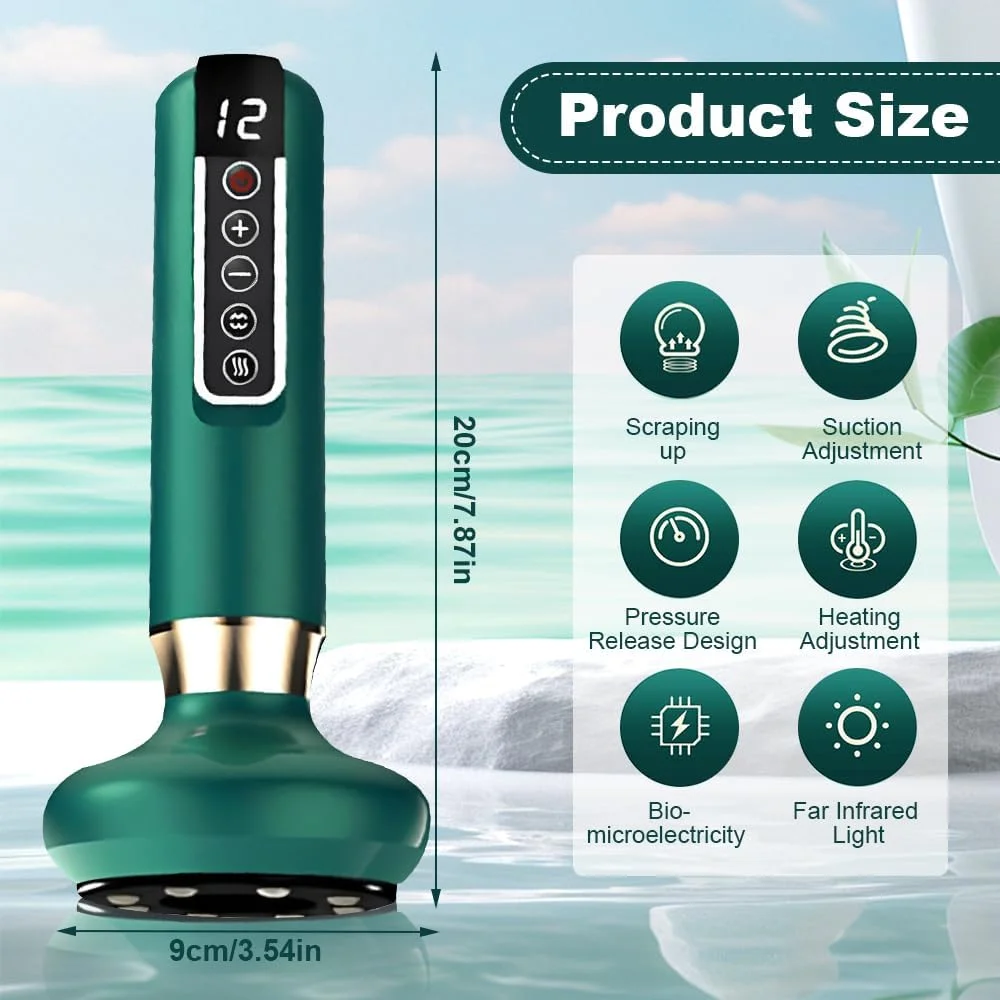 ماساژور الکتریکی حجامت SGZIOO، دستگاه حجامت الکتریکی، بی سیم با 12 دنده و 4 حالت، ماساژور خلاء نور قرمز برای شکم، گردن، پا، باسن، بازو ماساژور الکتریکی حجامت SGZIOO، دستگاه حجامت الکتریکی، بی سیم با 12 دنده و 4 حالت، ماساژور خلاء نور قرمز برای شکم، گردن، پا، باسن، بازو