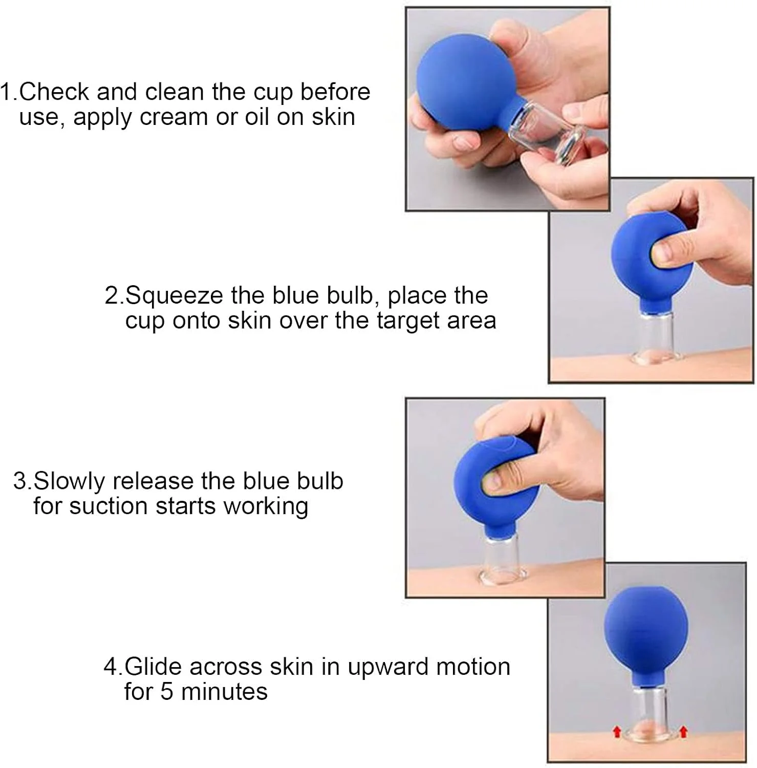فنجان های ماساژ خلاء، ست لیوان درمانی سیلیکونی برای کاهش سلولیت و رهاسازی میوفاشیال برای صورت، پا، بازو، پشت و شانه (آبی)