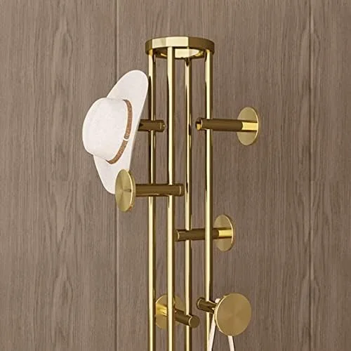 رخت آویز ایستاده مدل ارشد، رگال لباس استیل طلایی مناسب اتاق خواب و منزل (رنگ: طلایی) (خاکستری)